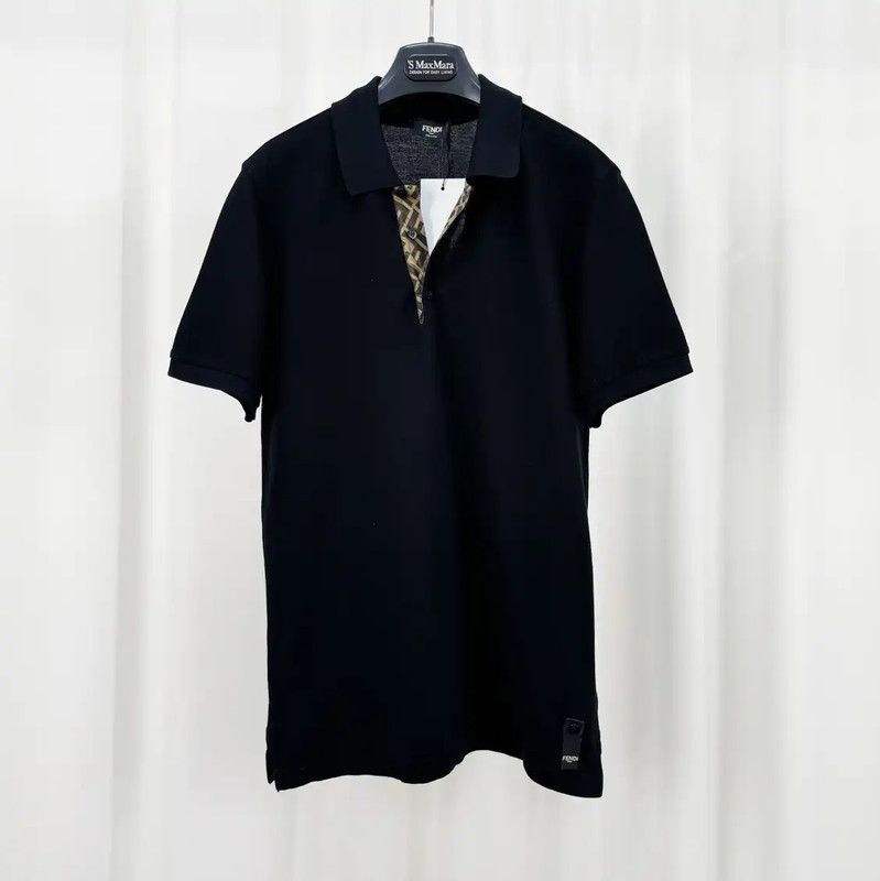 Fendi Fendi Black Cotton Short Sleeve Polo Shirt 0089 Size US S / EU 44-46 / 1 - 1 Thumbnail
