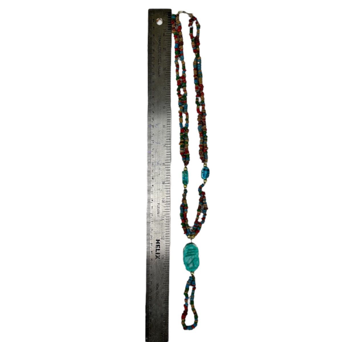 Other Vintage Egyptian Beaded Scarab Beetle Pendant Necklace Size ONE SIZE - 6 Thumbnail