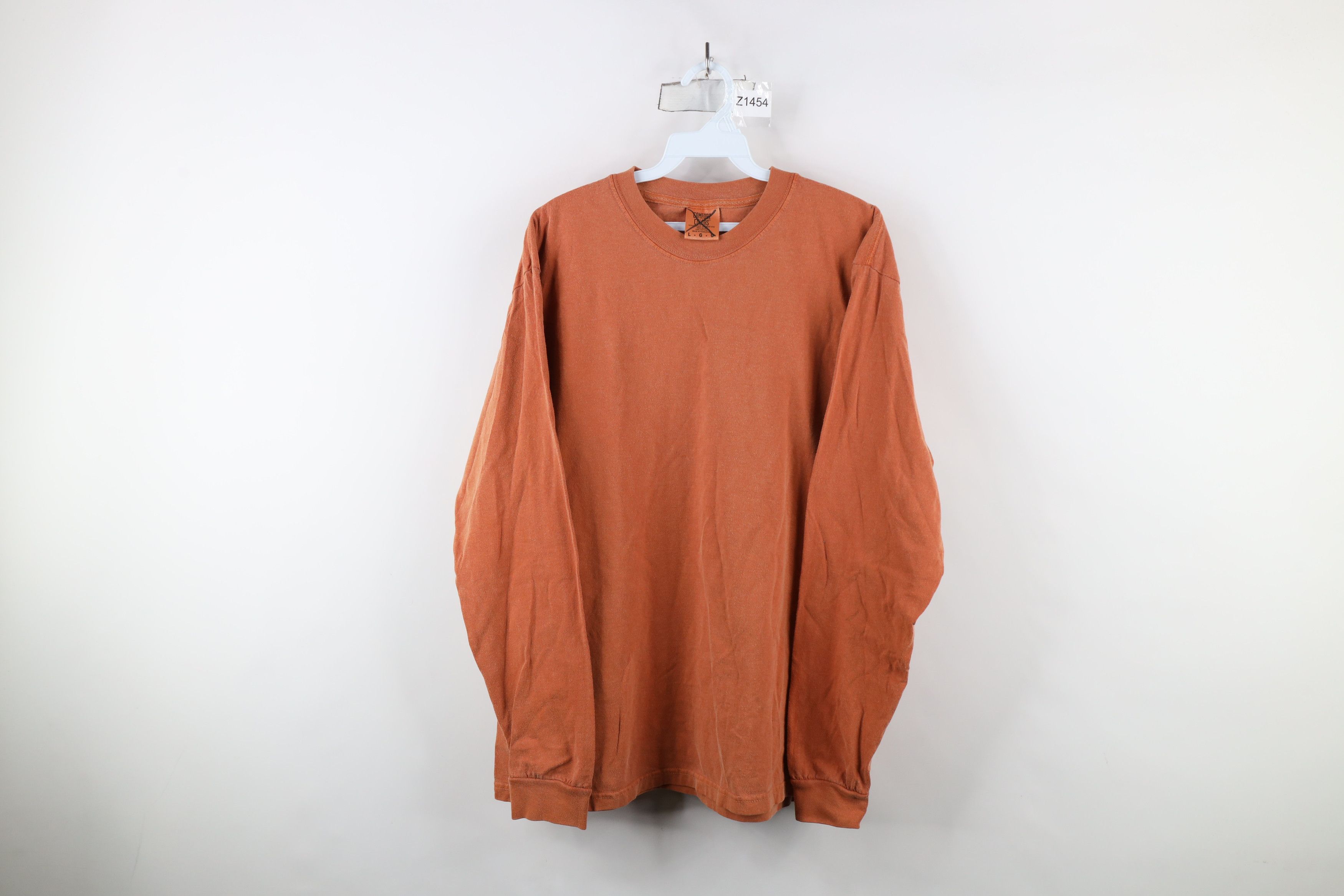 Vintage Vintage 90s Streetwear Stonewash Long Sleeve T-Shirt Orange Size US L / EU 52-54 / 3 - 1 Thumbnail