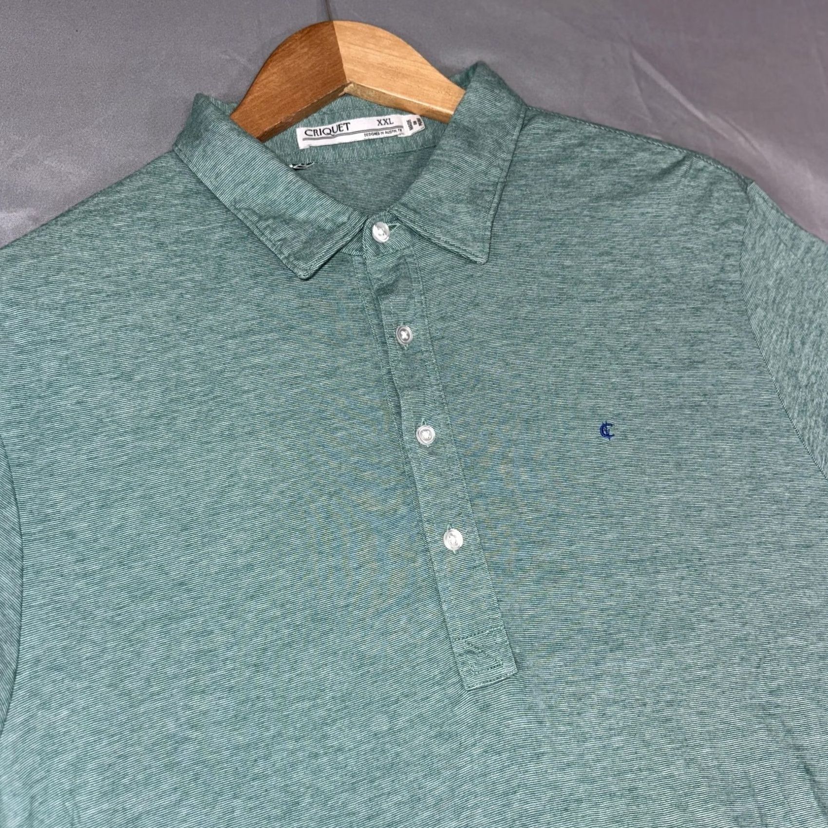 Vintage Criquet Polo Shirt Mens 2XL Green Heathered Organic Cotton Golf Casual Austin Size US XXL / EU 58 / 5 - 3 Thumbnail