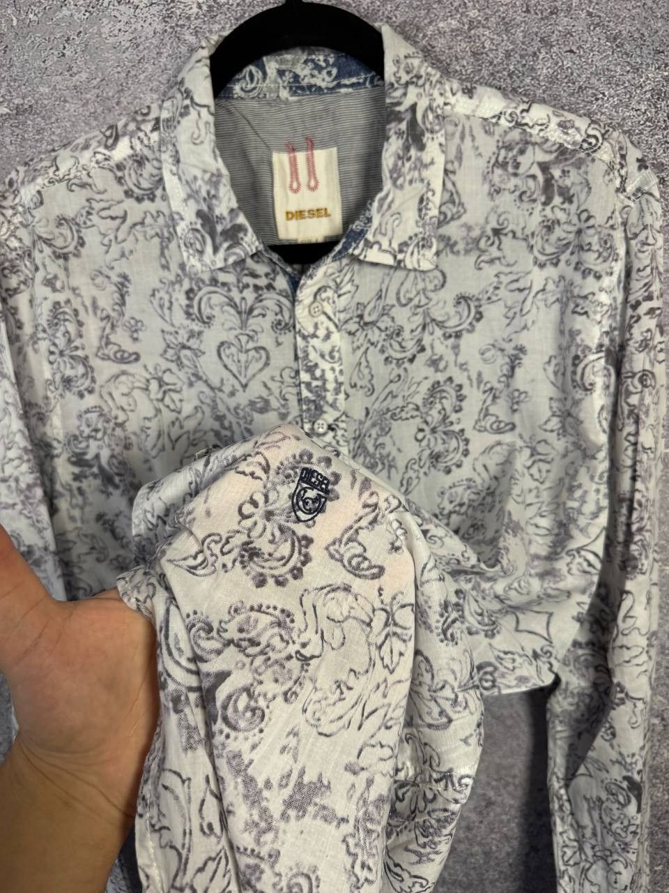 Diesel × Diesel Black Gold × Vintage Vintage Diesel Rare Abstract Light Weight Men's Button Shirt Size US L / EU 52-54 / 3 - 10 Thumbnail