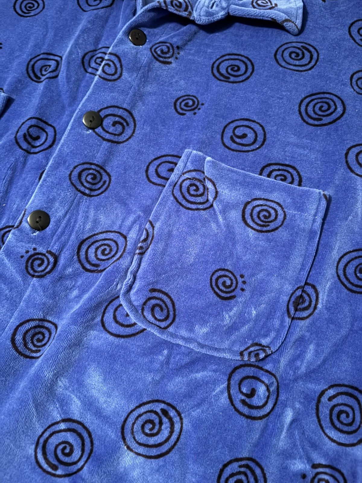 Lavane Blue & Black Swirl Loungewear Sleep Shirt Long-Sleeve Velour Size US L / EU 52-54 / 3 - 2 Thumbnail
