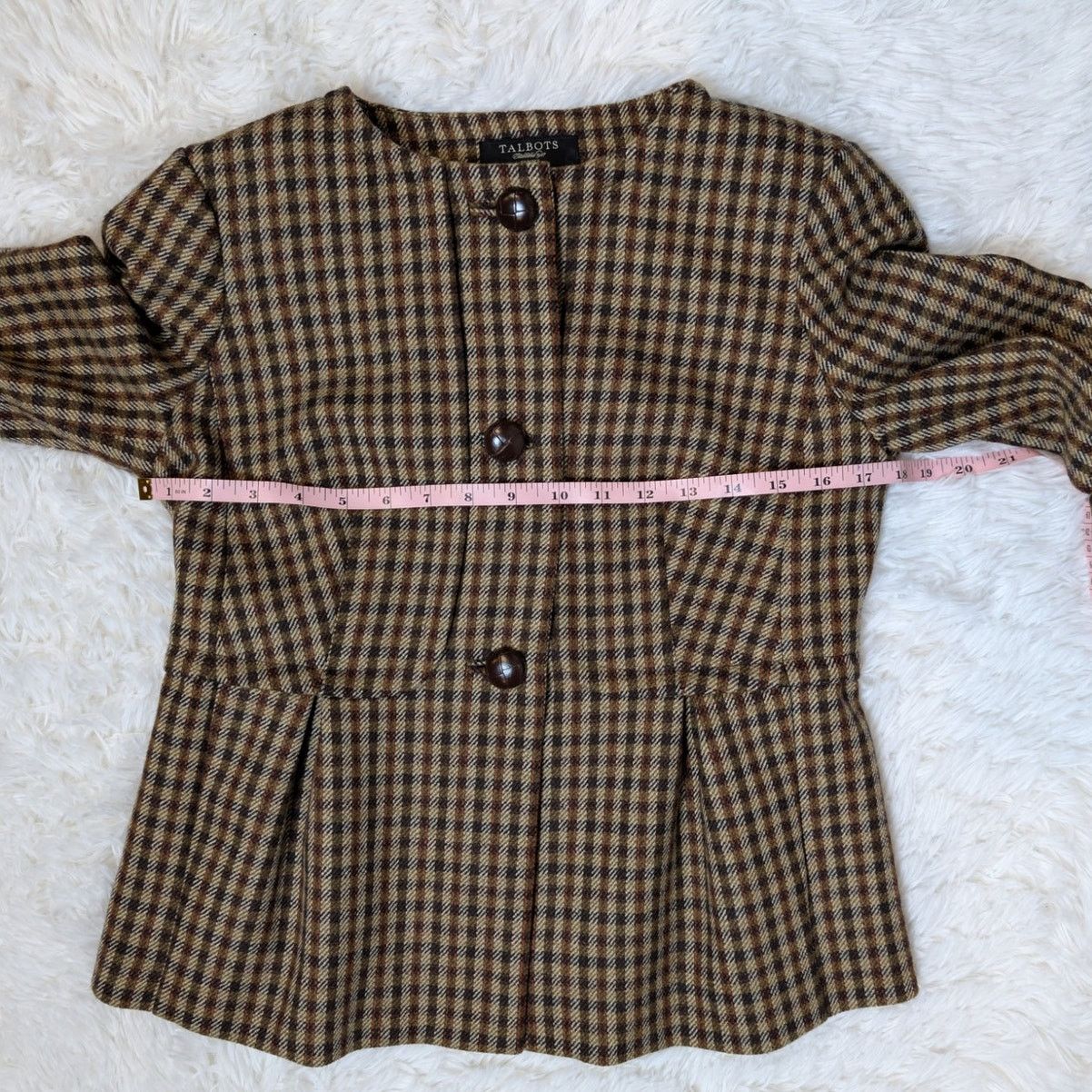 Other Vintage Talbots Wool Plaid Jacket Blazer Petite 4P Brown 90s Size S / US 4 / IT 40 - 6 Thumbnail
