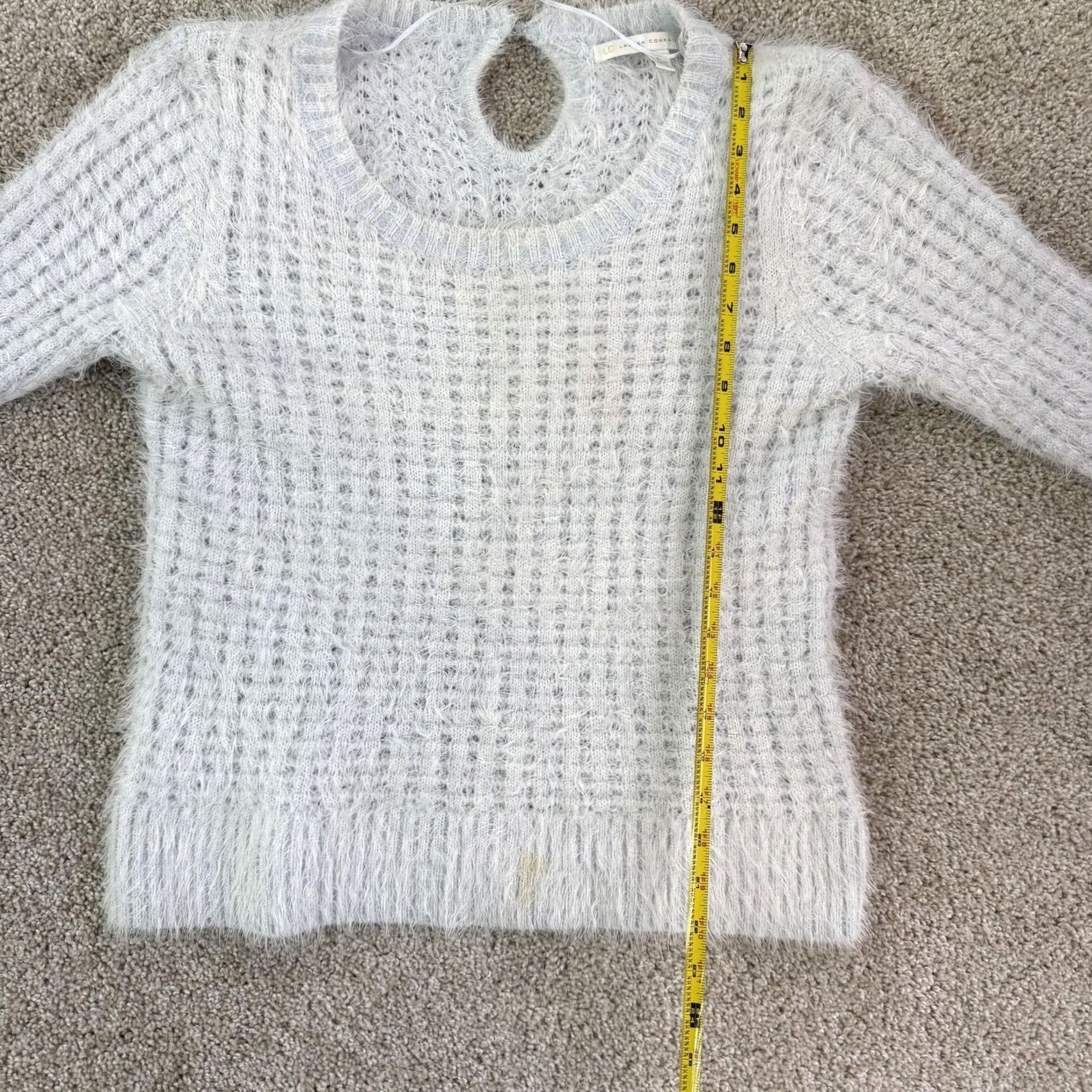 Lauren Conrad Lauren Conrad Sweater Womens Large Blue Scoop Neck Fuzzy Waffle-Knit Pullover Size L / US 10 / IT 46 - 7 Thumbnail