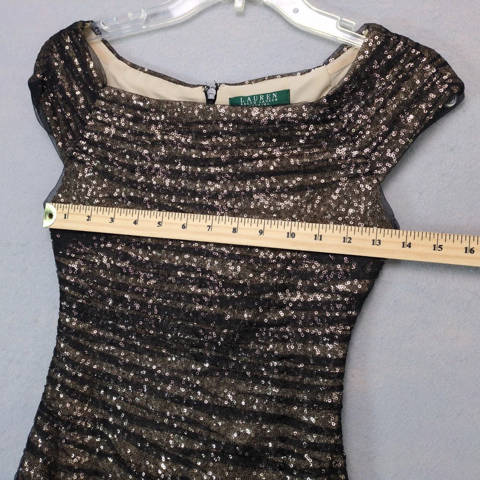 Ralph Lauren LRL Ralph Lauren Evening Gold Sequin Chiffon Bodycon Dress Size XS / US 0-2 / IT 36-38 - 6 Thumbnail