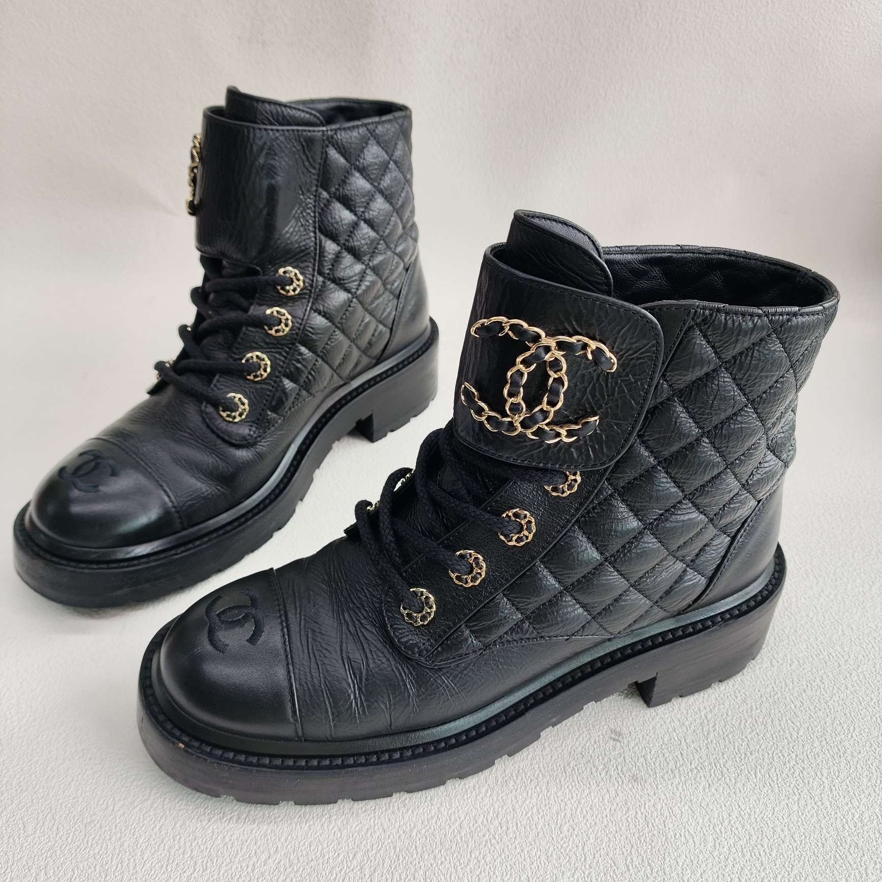 Chanel Chanel Retro Plaid Black Boots us_7-5 Women Size US 7.5 / IT 37.5 - 1 Thumbnail