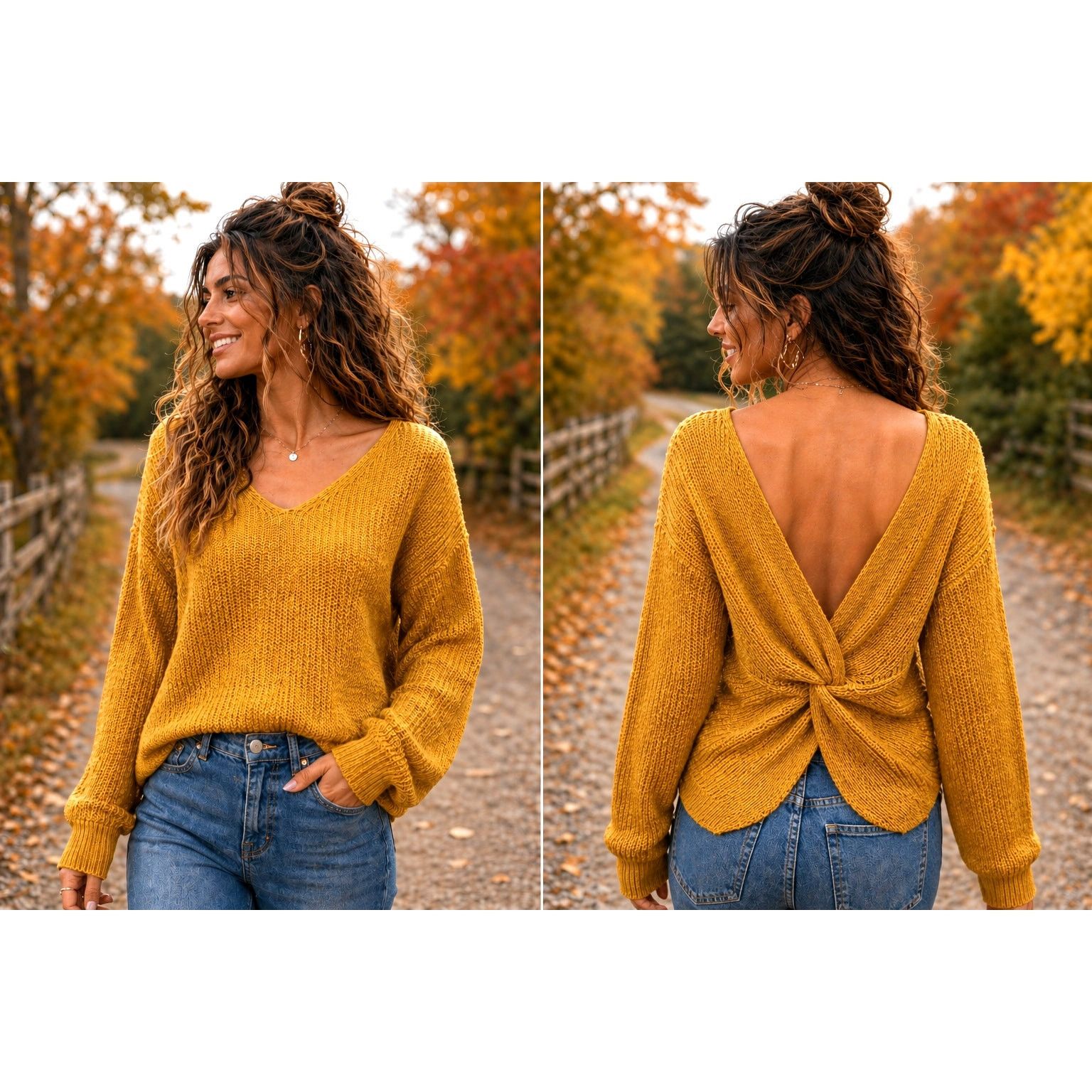 Other Reversible Twisted Knit Long Sleeve Fall Sweater Mustard M Size M / US 6-8 / IT 42-44 - 1 Thumbnail