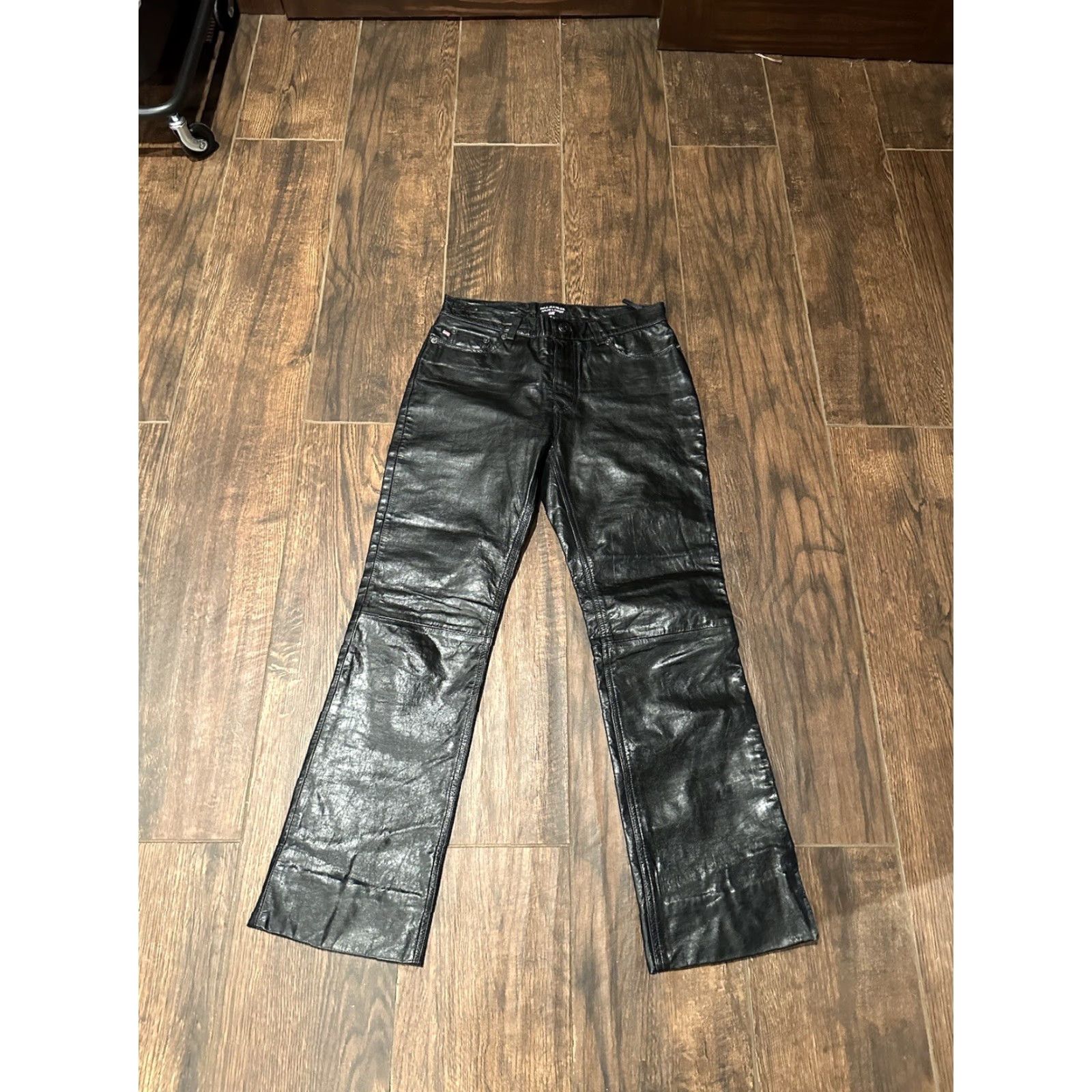 Ralph Lauren VTG Ralph Lauren Womens Pants Size 4 Leather Black Trouser Regular Straight High Rise 28in Inseam Size 27" / US 4 / IT 40 - 2 Thumbnail