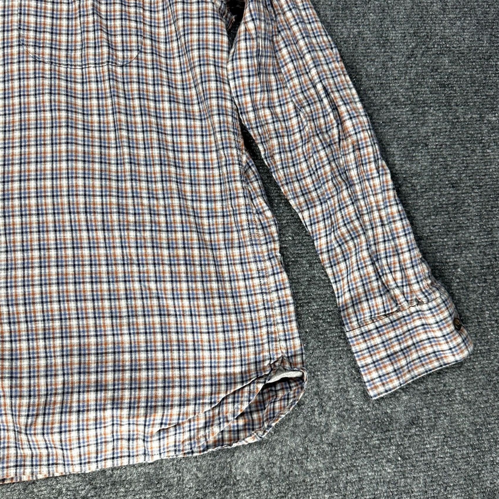 Jos. A. Bank Jos A Bank Shirt Mens Large Blue Tan Plaid Cotton Flannel Tailored Fit Pocket Buttons Size US L / EU 52-54 / 3 - 3 Thumbnail