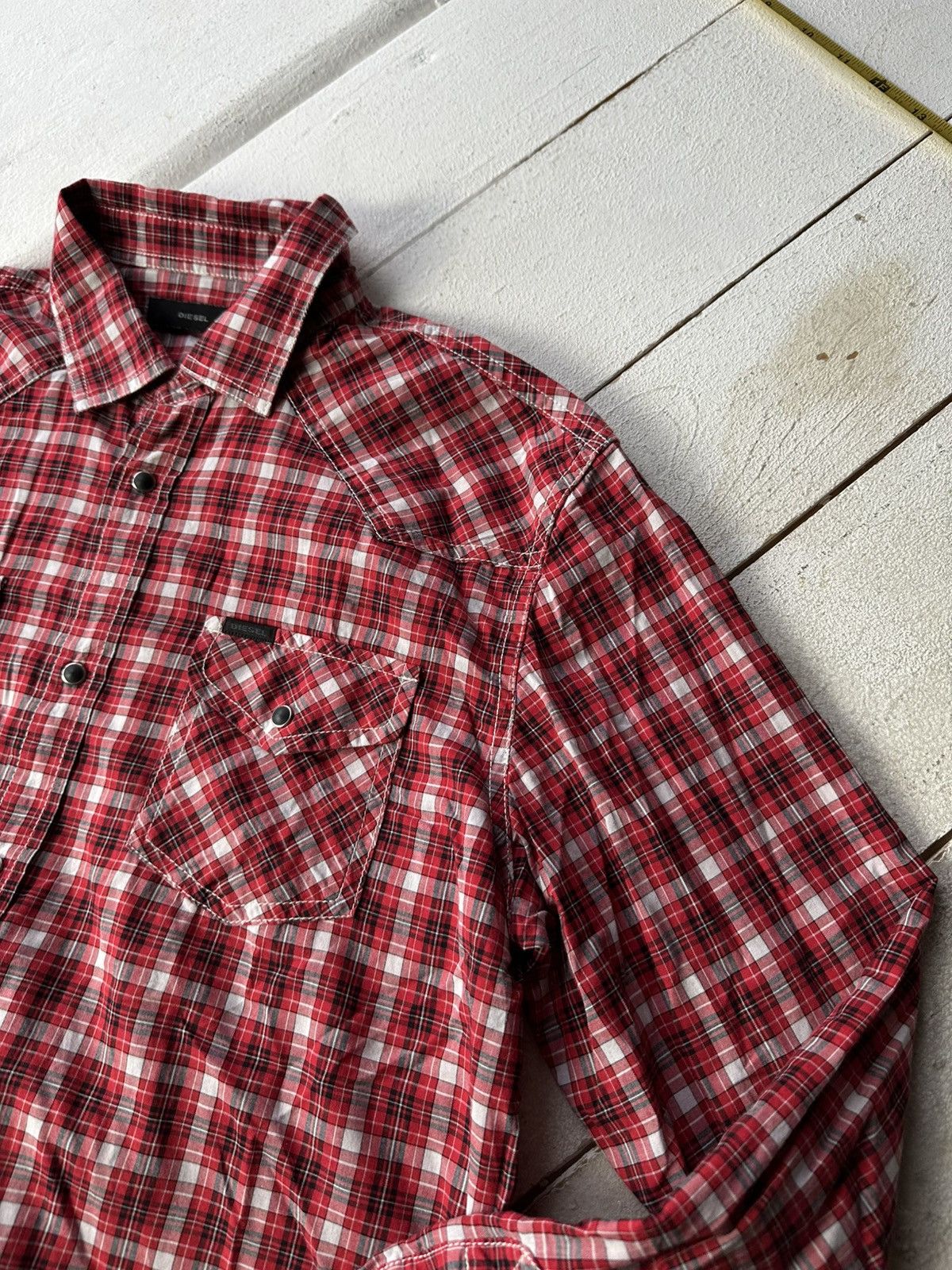 Diesel 🚨VNTG Diesel Avant-garde Shirt very rare RED CHECK BLACK Size US M / EU 48-50 / 2 - 5 Thumbnail