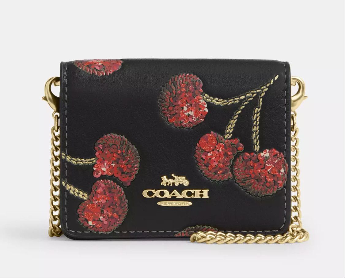 Coach NWT Coach CDE98 Mini Wallet On A Chain With Cherry Print Size ONE SIZE - 6 Thumbnail