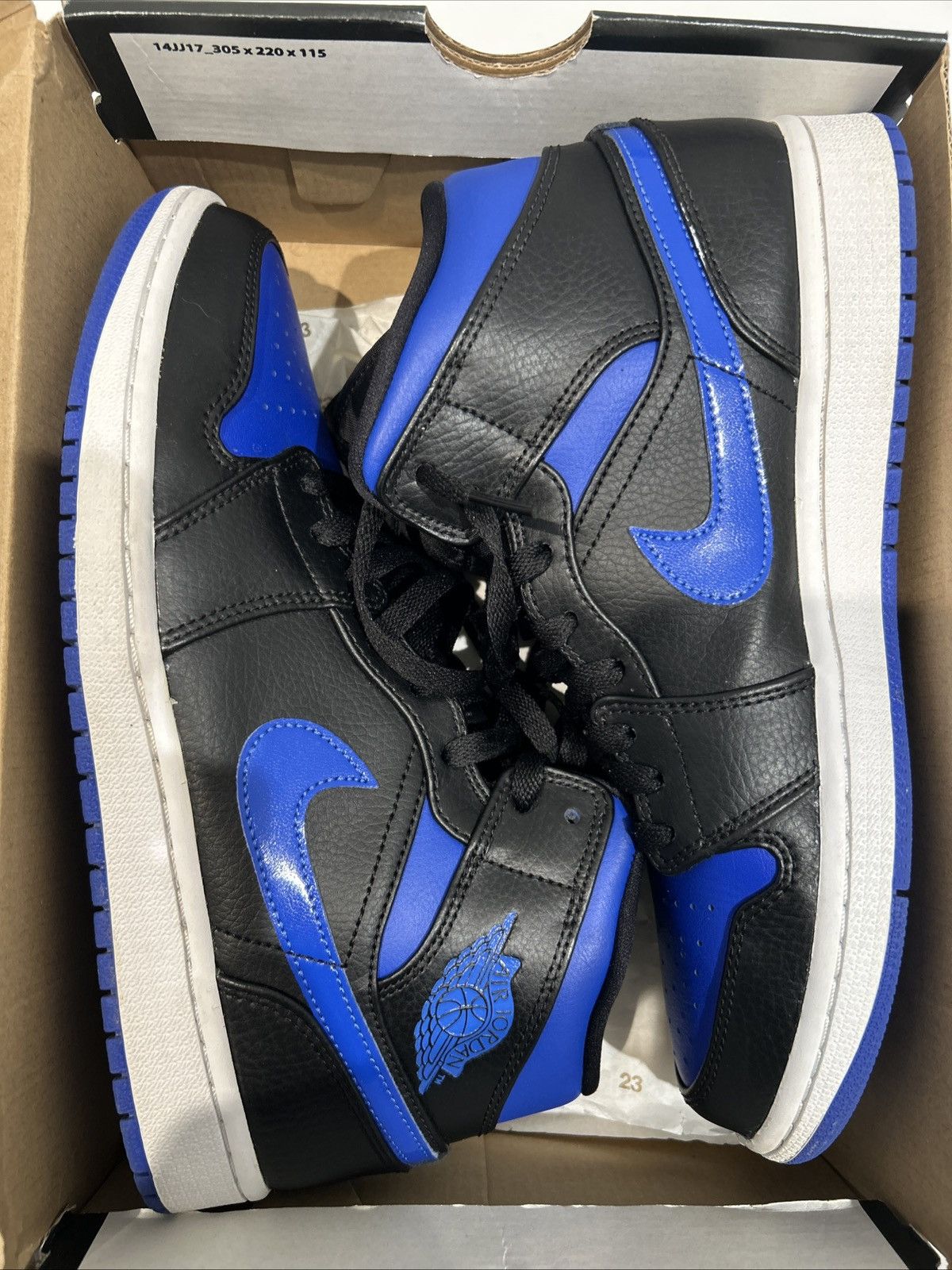 Jordan Brand Air Jordan 1 Mid Black Hyper Royal White Size US 9 / EU 42 - 9 Thumbnail
