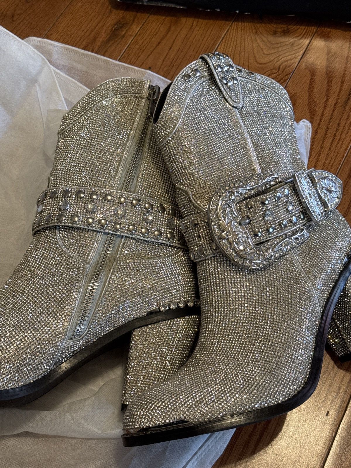 Dolls Kill Icy Sheriff Shine Rhinestone Cowboy Boots Size US 11 / IT 41 - 4 Thumbnail