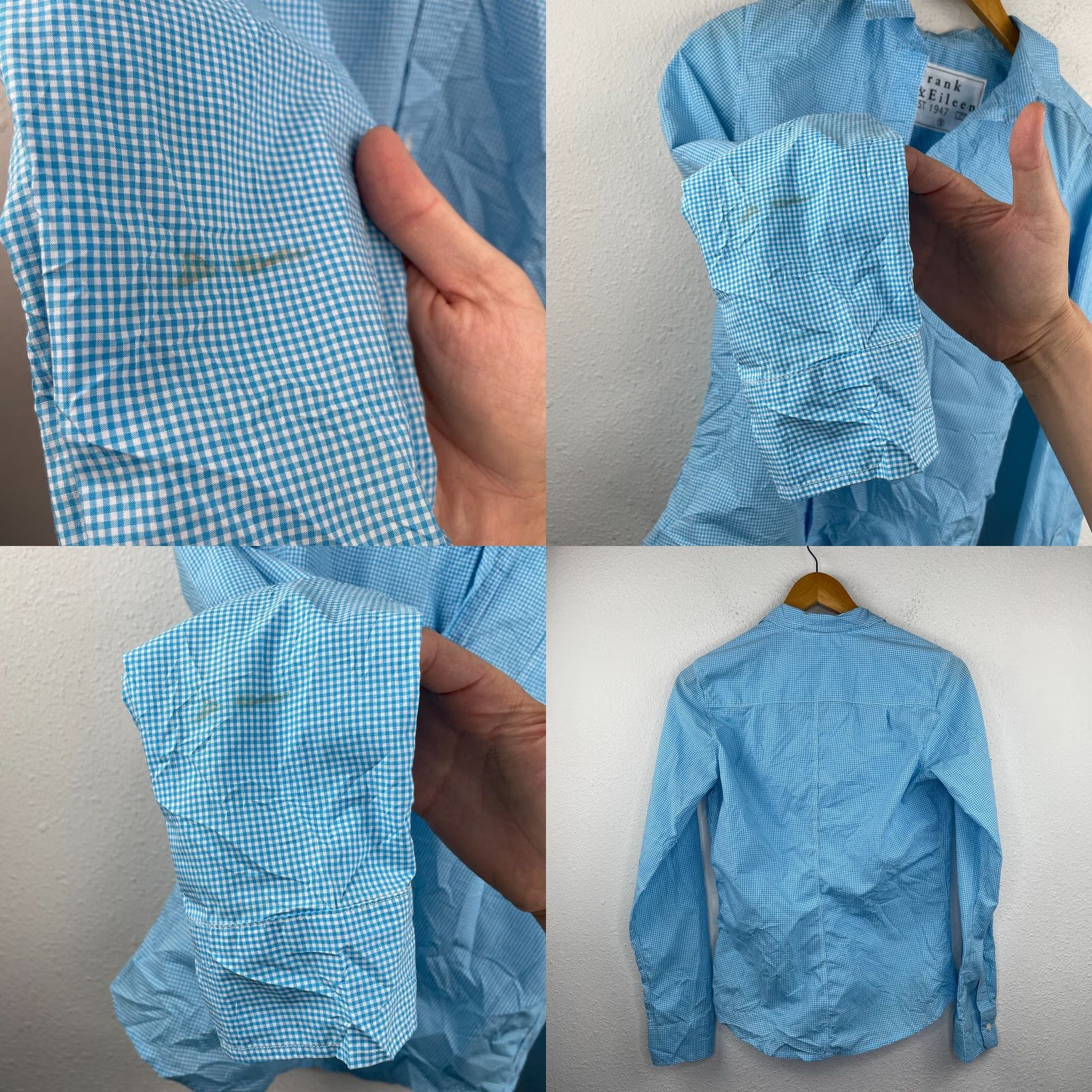 Frank & Eileen Frank & Eileen Barry Shirt Gingham Blue White XS S Classic Womens Button Cuff Long Sleeve 100% Cotton Lightweight Check Pattern Vintage: No Size S / US 4 / IT 40 - 7 Thumbnail