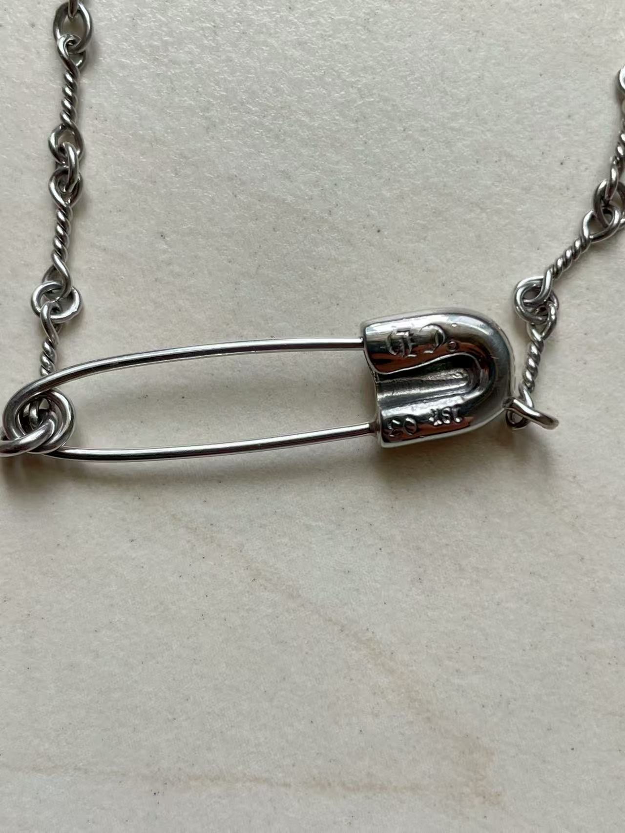 Chrome Hearts Chrome Hearts 18K White Gold Emerald Pin Safety Necklace Size ONE SIZE - 6 Thumbnail