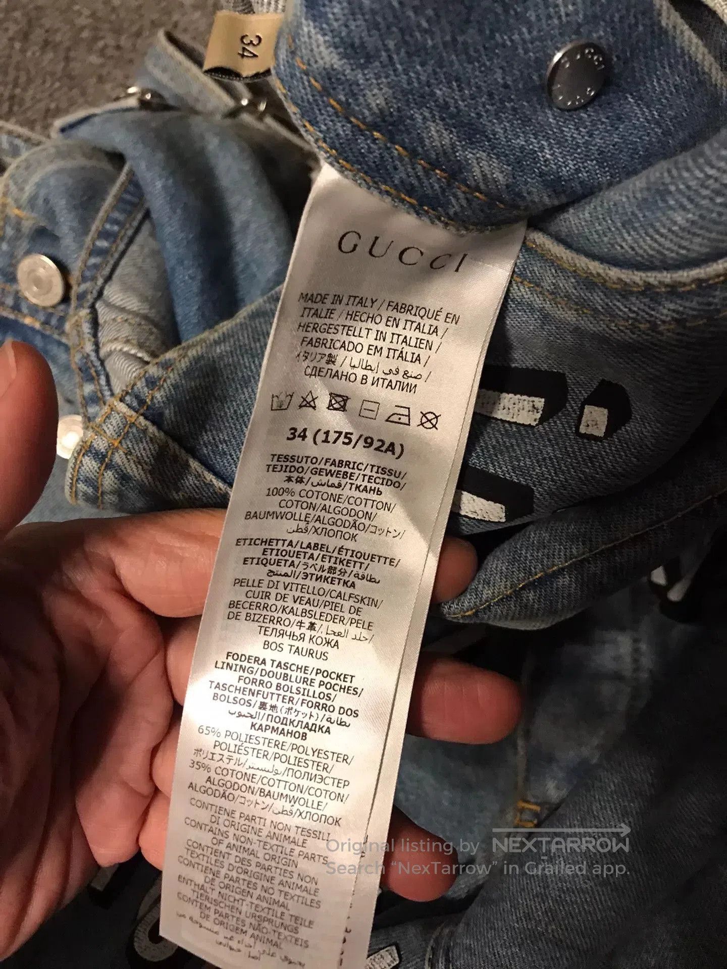 Gucci Gucci Light Blue Logo Denim Overalls. Size 33" - 3 Thumbnail