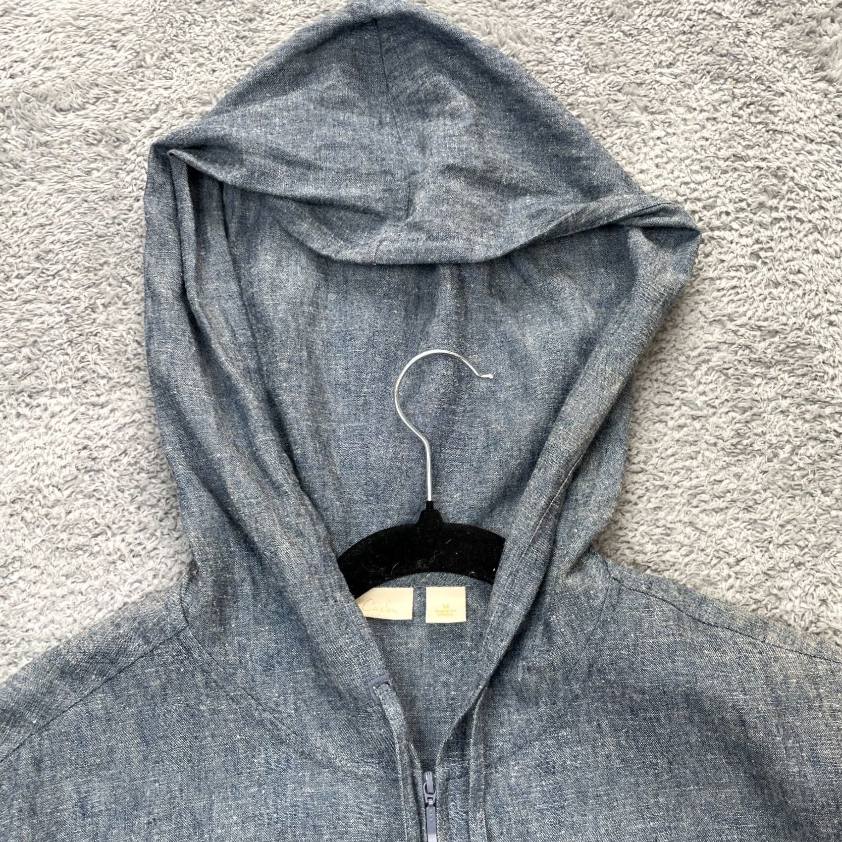 Vintage Caslon Jacket Womens Medium Gray Linen Coat Hooded Full Zip Light Casual Breath Size M / US 6-8 / IT 42-44 - 6 Thumbnail