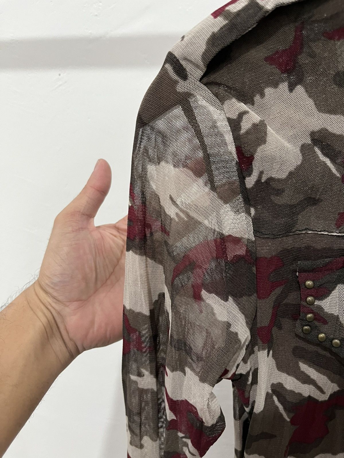 If Six Was Nine × Japanese Brand × Le Grande Bleu (L.G.B.) Over girl camo mesh shirt ifsixwasnine lgb styled Size S / US 4 / IT 40 - 5 Thumbnail
