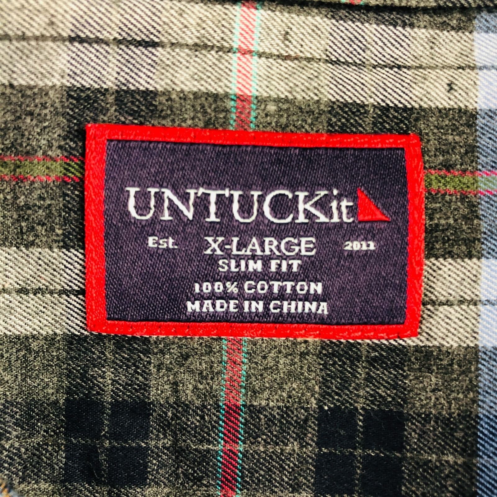 UNTUCKit Untuckit Men’s Flannel Long Sleeve Button Shirt Gray/Blue Pl Size US XL / EU 56 / 4 - 3 Thumbnail