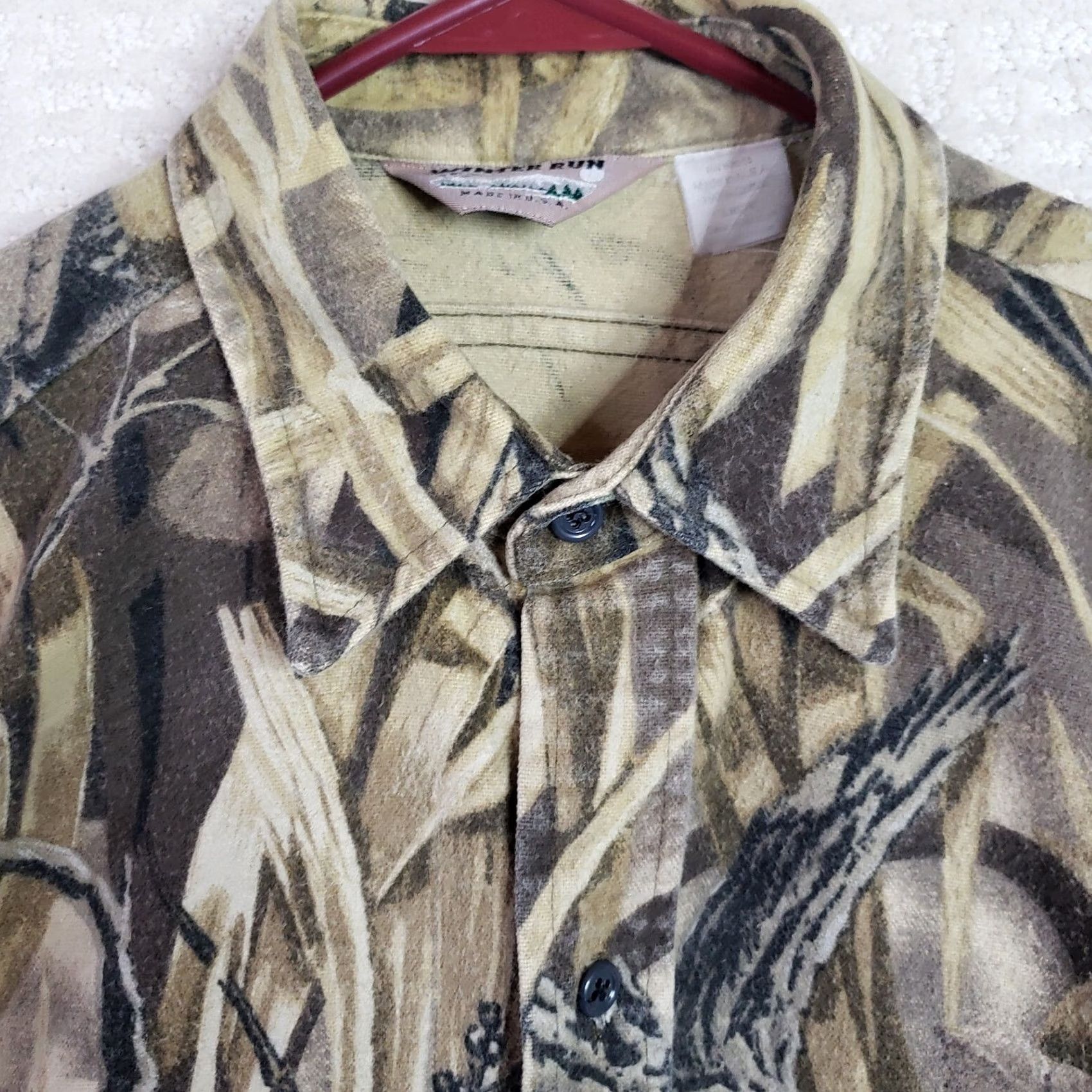 Vintage VINTAGE Winter Run Chamois Flannel Shirt Men's L Long Sleeve Faded Green Camo Button-Up Heavyweight USA Hunt Fishing Duck Blind Size US L / EU 52-54 / 3 - 6 Thumbnail