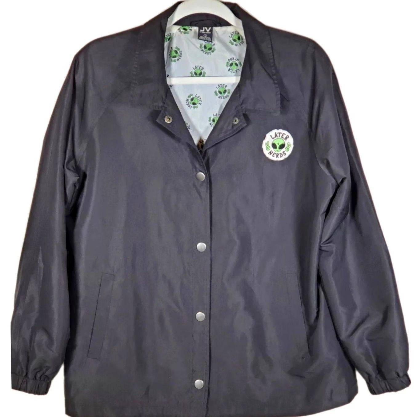 Vintage VINTAGE Jac Vanek Inari Later Nerds Alien Coaches Jacket Windbreaker Women Size L Black Short Size L / US 10 / IT 46 - 2 Thumbnail