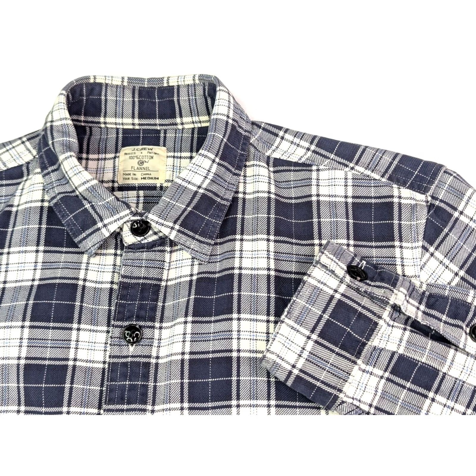J.Crew J.CREW Flannel Shirt Plaid Button-Up Men M Blue Cotton Casual Long Sleeve Size US M / EU 48-50 / 2 - 2 Thumbnail