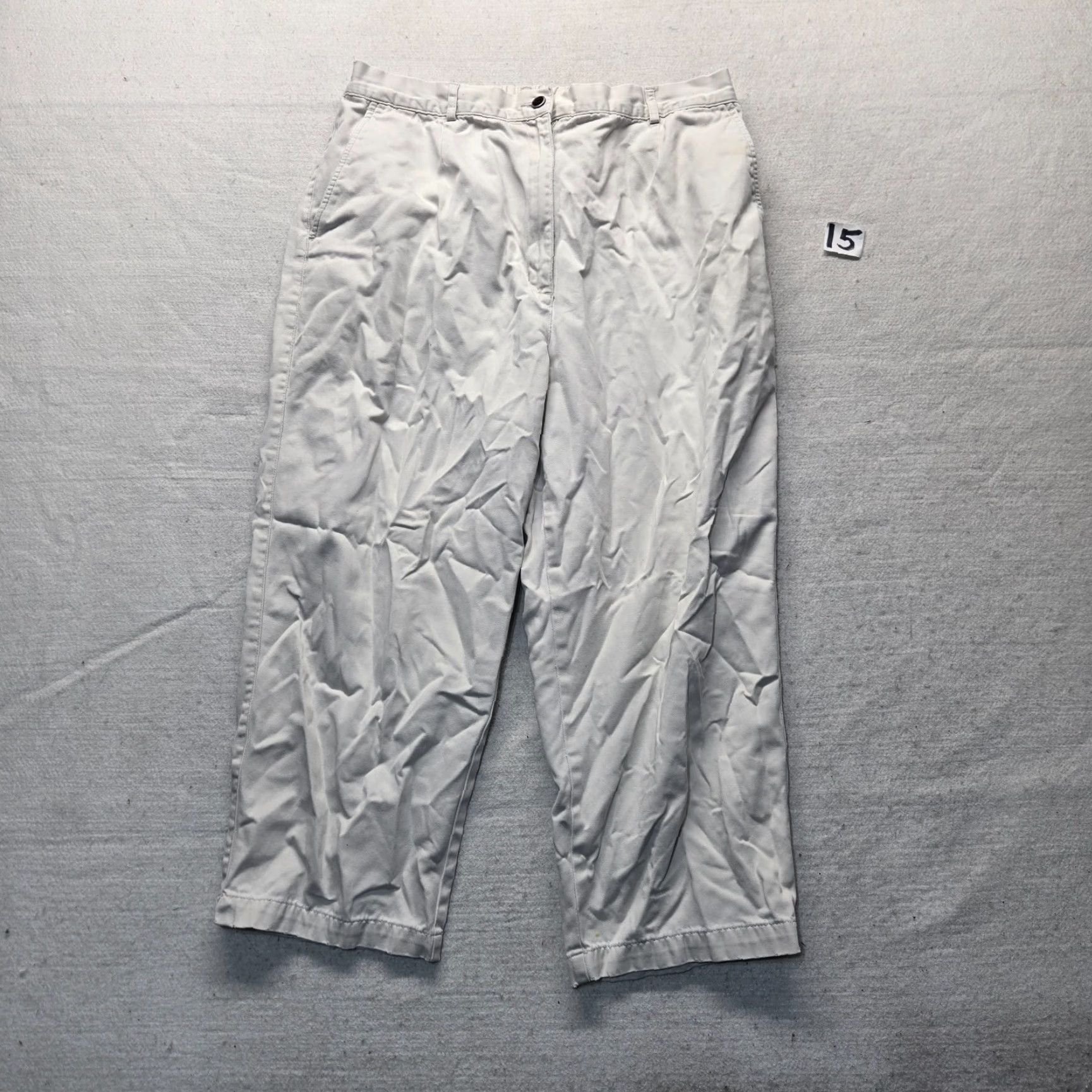 Vintage L.L. Bean Original Fit Stright Pants Cream Women's Size 16 Chin o Pants Ivory Cotton Canvas Classic Regular Fashion Womens Size 38" / US 16 / IT 52 - 2 Thumbnail