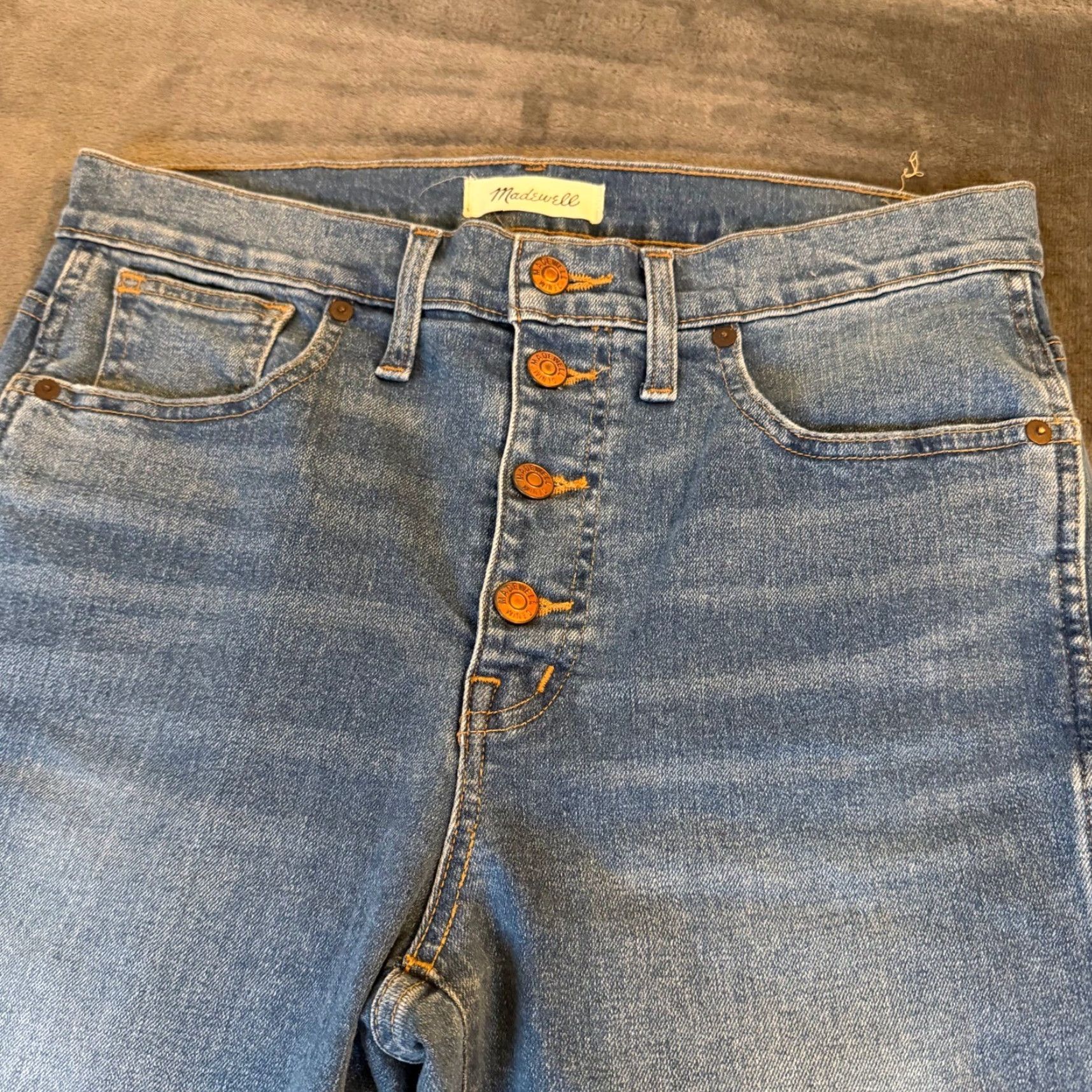 Madewell VINTAGE? No. Madewell 10" High-Rise Skinny Jeans Button Fly Medium Wash Blue Womens Size 29 Size 29" - 2 Thumbnail
