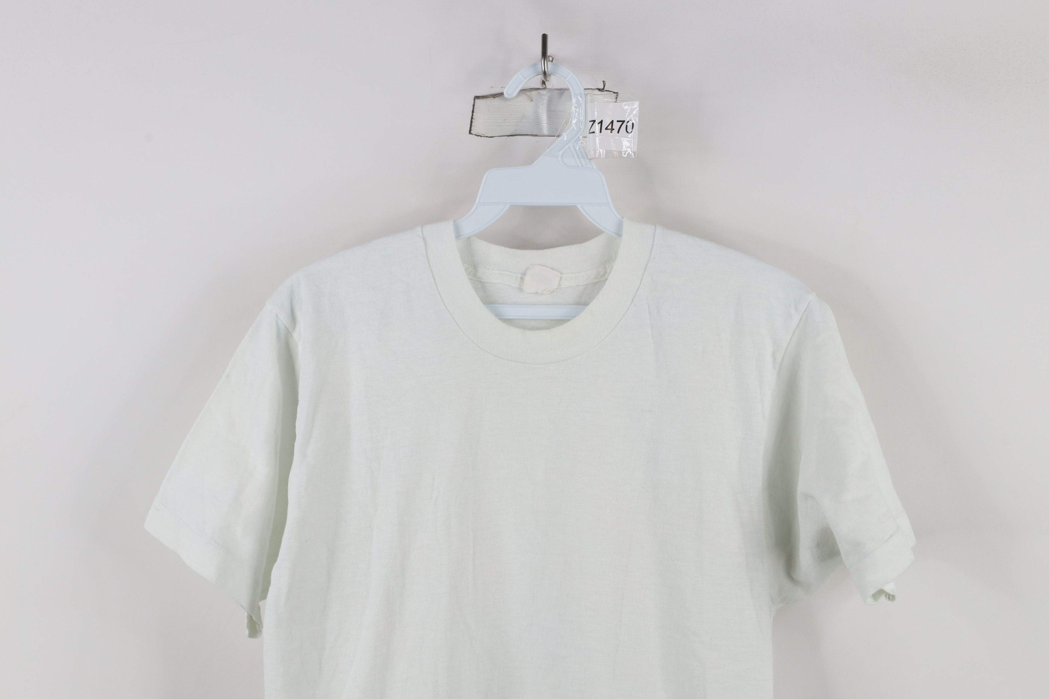 Vintage Vintage 80s 90s Streetwear Blank Cotton T-Shirt White USA Size US M / EU 48-50 / 2 - 2 Thumbnail