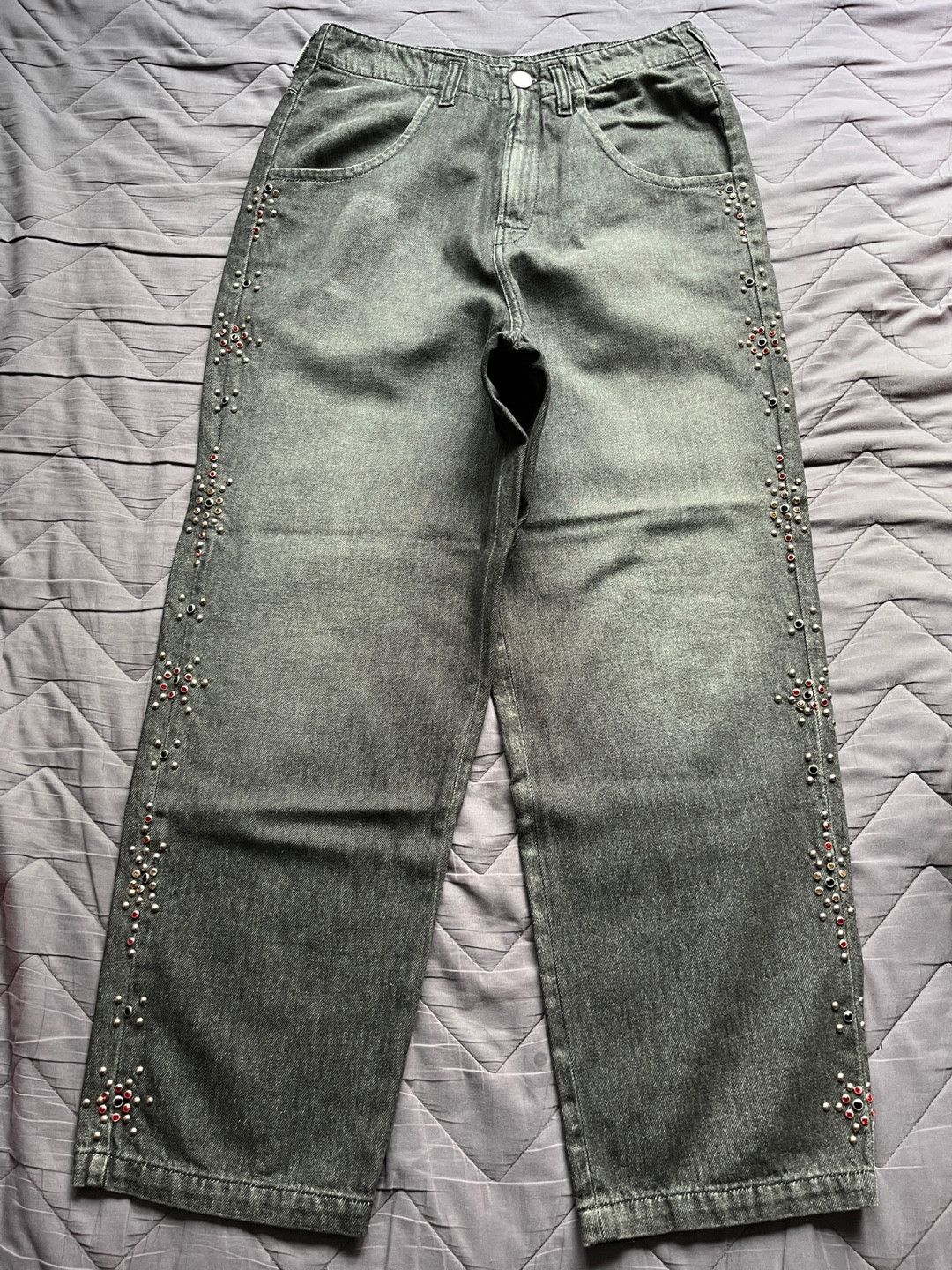 Bluemarble Bluemarble stud-embellished wide leg denim jean Size US 30 / EU 46 - 5 Thumbnail