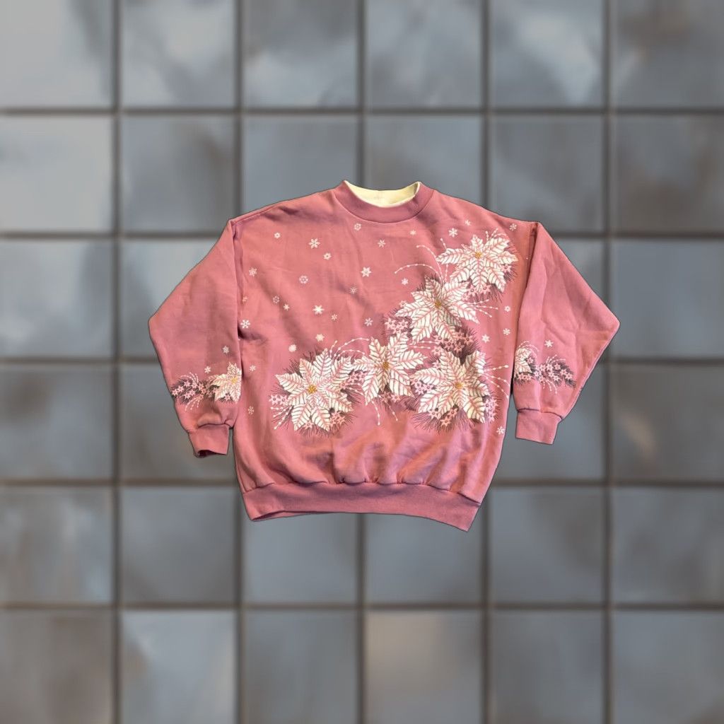 Vintage VINTAGE Sunshine Flower Pink Floral Crew Neck Pullover Sweater Women M Winter AOP Size M / US 6-8 / IT 42-44 - 1 Thumbnail