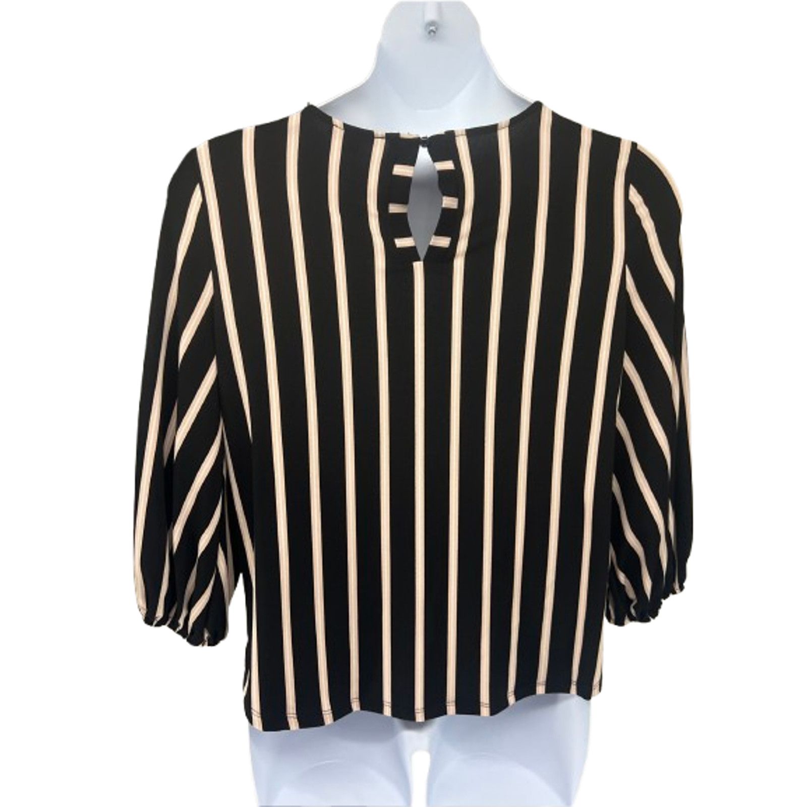 Adrianna Papell Adrianna Papell Black Striped Pullover Shirt Large Stretch Size L / US 10 / IT 46 - 2 Thumbnail
