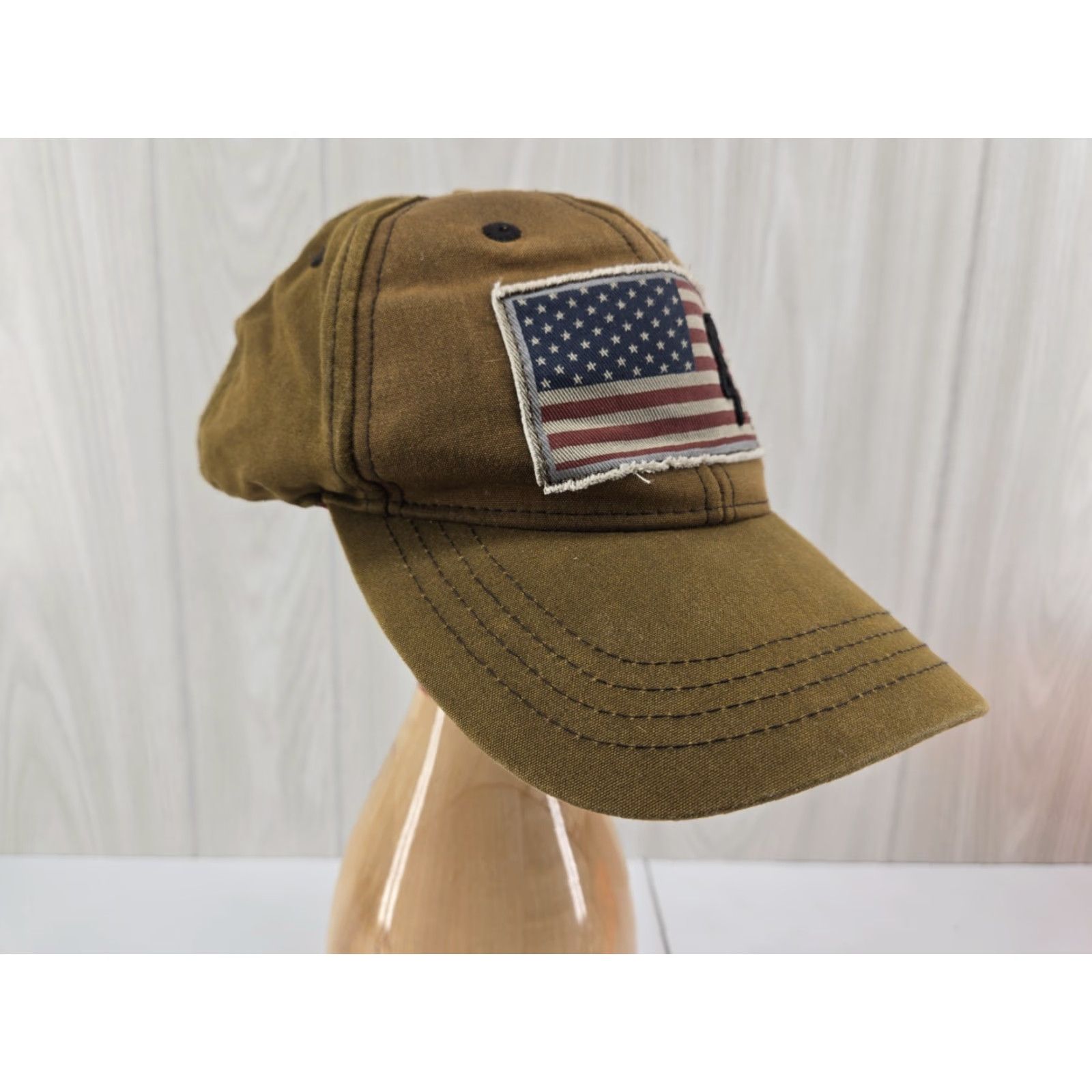 Vintage Browning Hat Cap Strap Back Brown American Flag Patch Embroidered Canvas Mens Baseball Cap Adjustable Strap Back USA Hunting Outdoor Patriotic Mens Size ONE SIZE - 4 Thumbnail