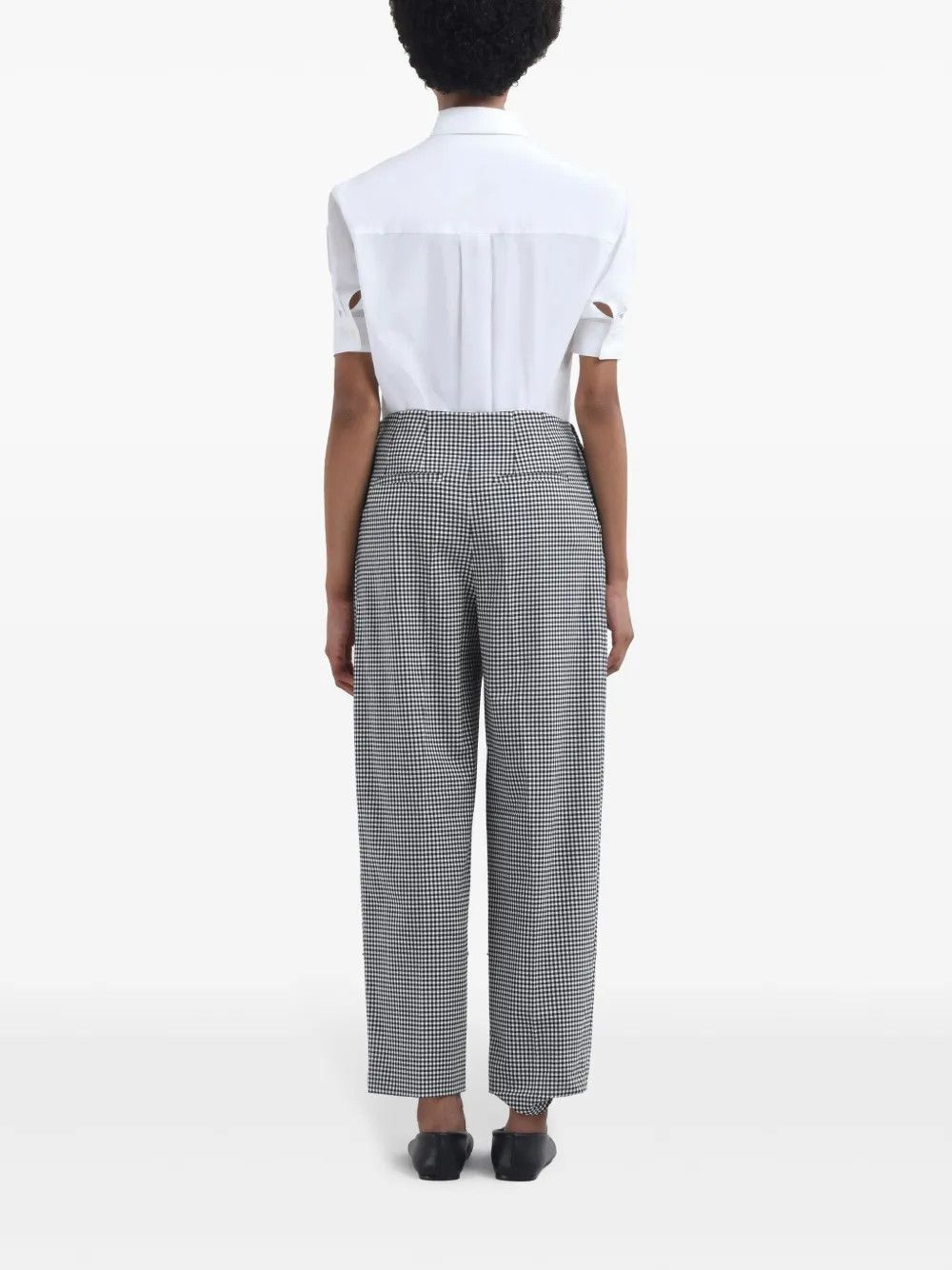 Marni o1w1db10426 Gingham-Patterned Trousers in White/Black Size 28" / US 6 / IT 42 - 4 Thumbnail