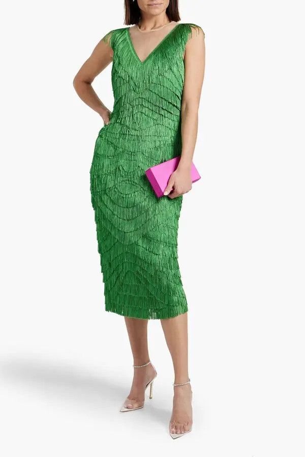 Dolce & Gabbana o1y0825 Sleeveless Midi Dress in Green Size S / US 4 / IT 40 - 2 Thumbnail