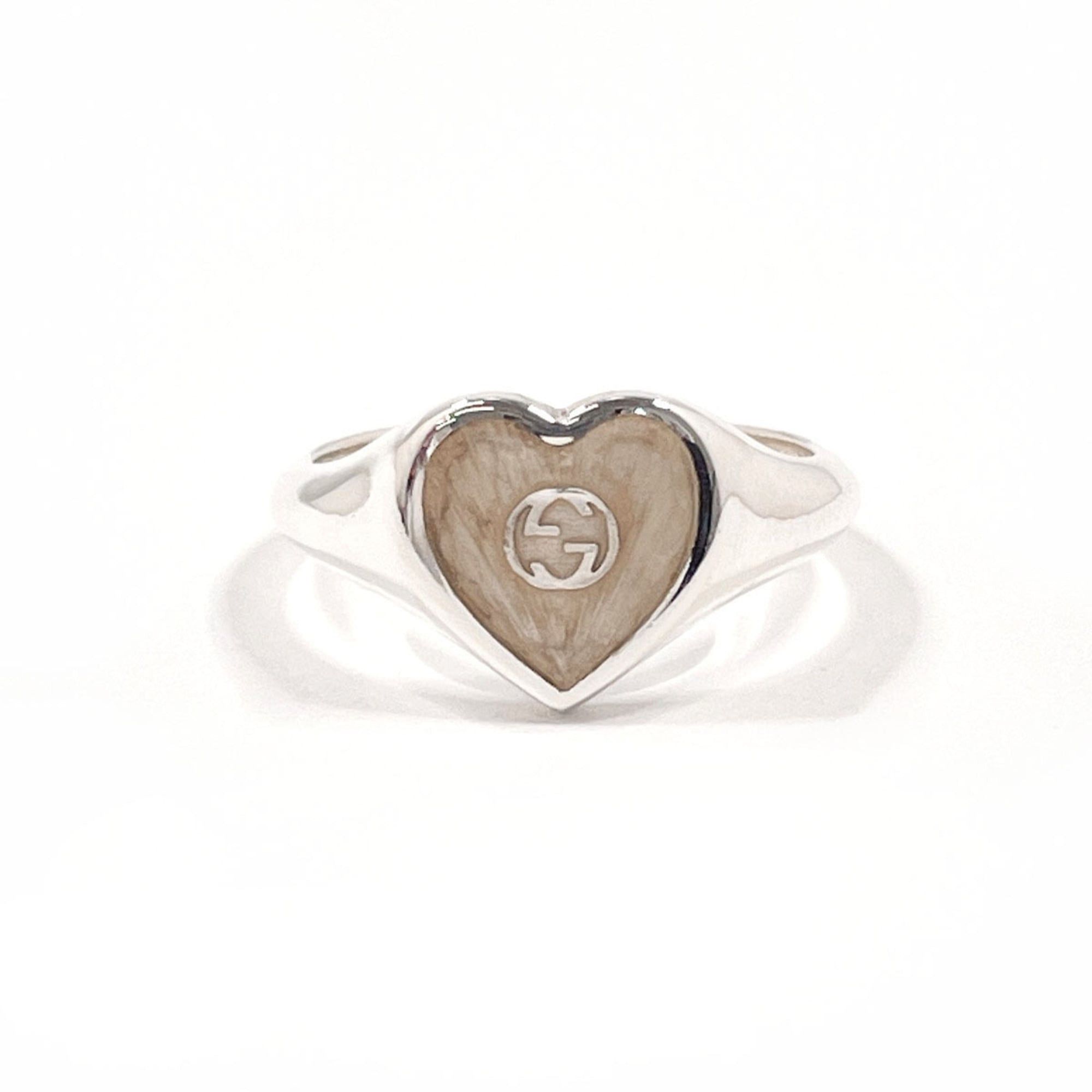 Gucci GUCCI Heart Interlocking G 645544 J8410 1184 Ring, Sterling Silver 925/Enamel, 13.5cm, Silver, Women's Size ONE SIZE - 1 Thumbnail
