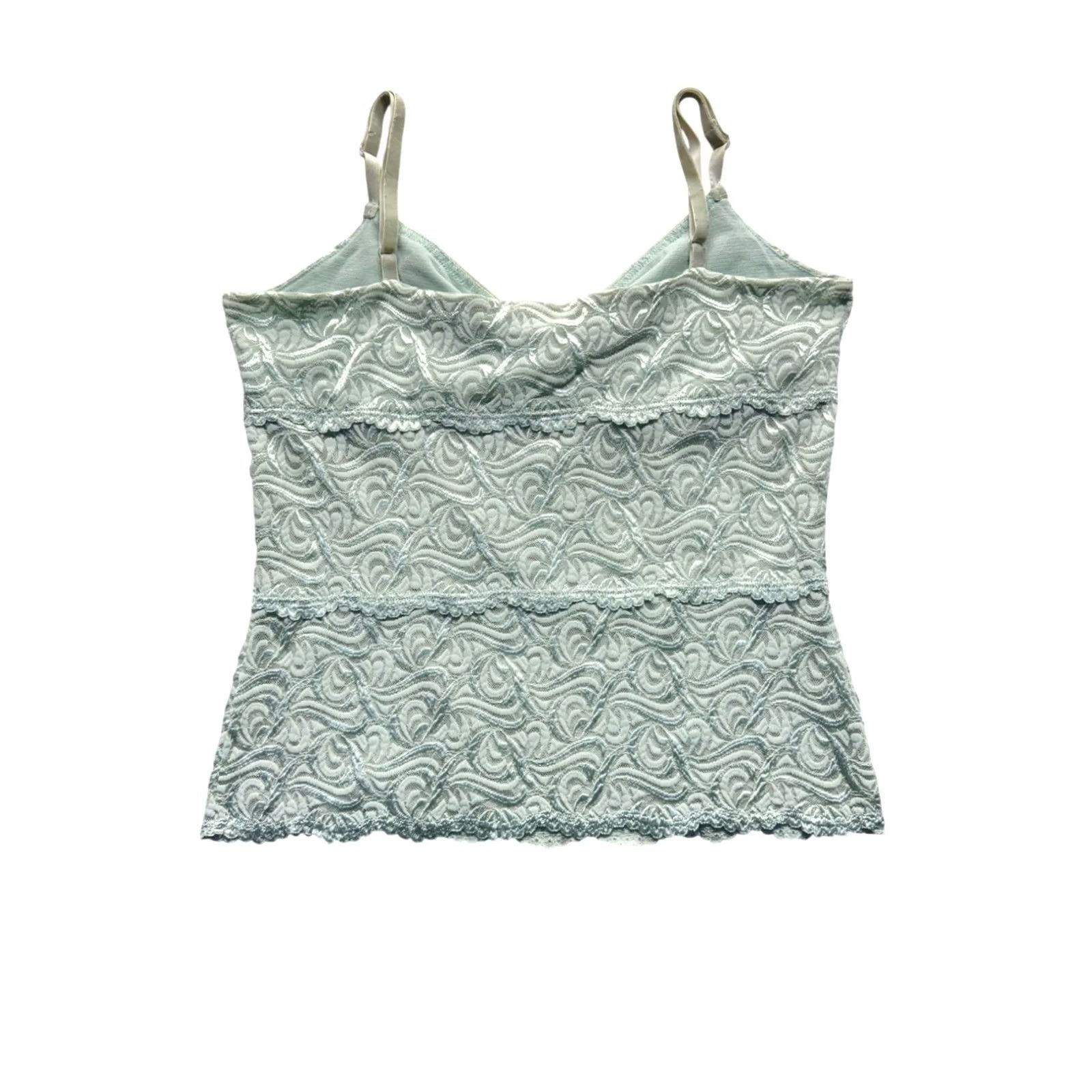 Bebe bebe Green Lace Camisole Tank Top Nylon Blend Adjustable Straps L Womens L Green Lace Tank Casual Summer 9715 Size L / US 10 / IT 46 - 2 Thumbnail