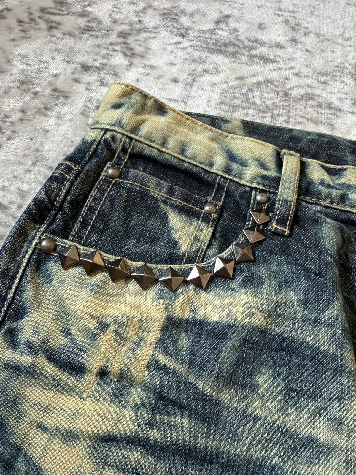 Japanese Brand Semantic Design Studded Acid Mud Wash Jeans Size US 30 / EU 46 - 4 Thumbnail