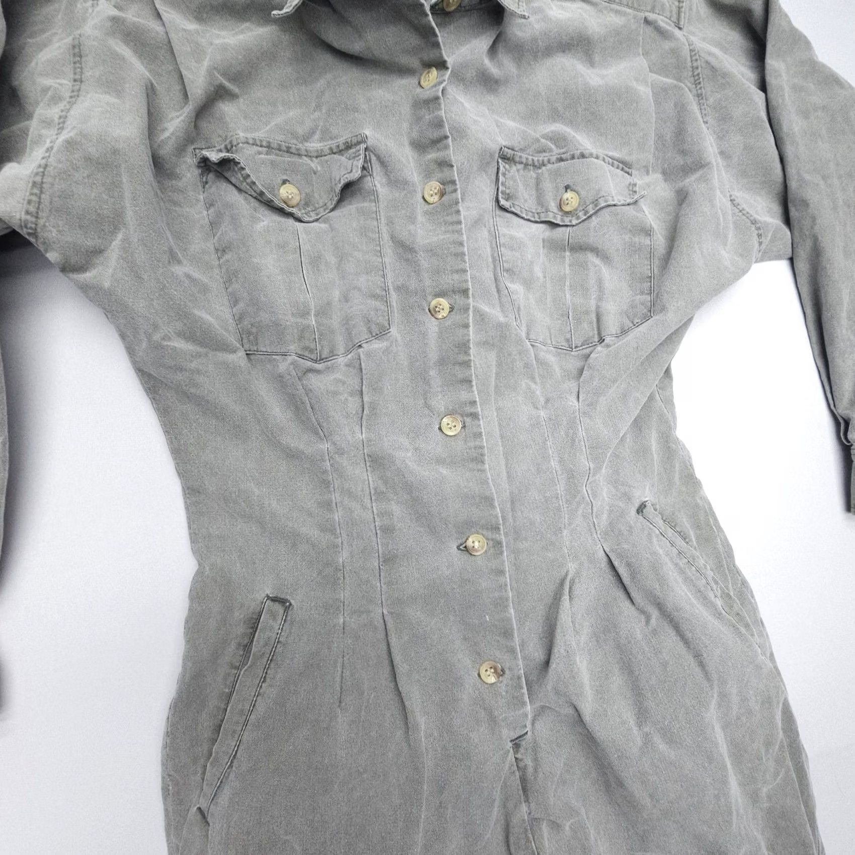 Banana Republic VINTAGE Banana Republic Jumpsuit Shirt One-Piece Women S Green 100% Cotton Safari 70s 80s Regular Size 28" / US 6 / IT 42 - 5 Thumbnail