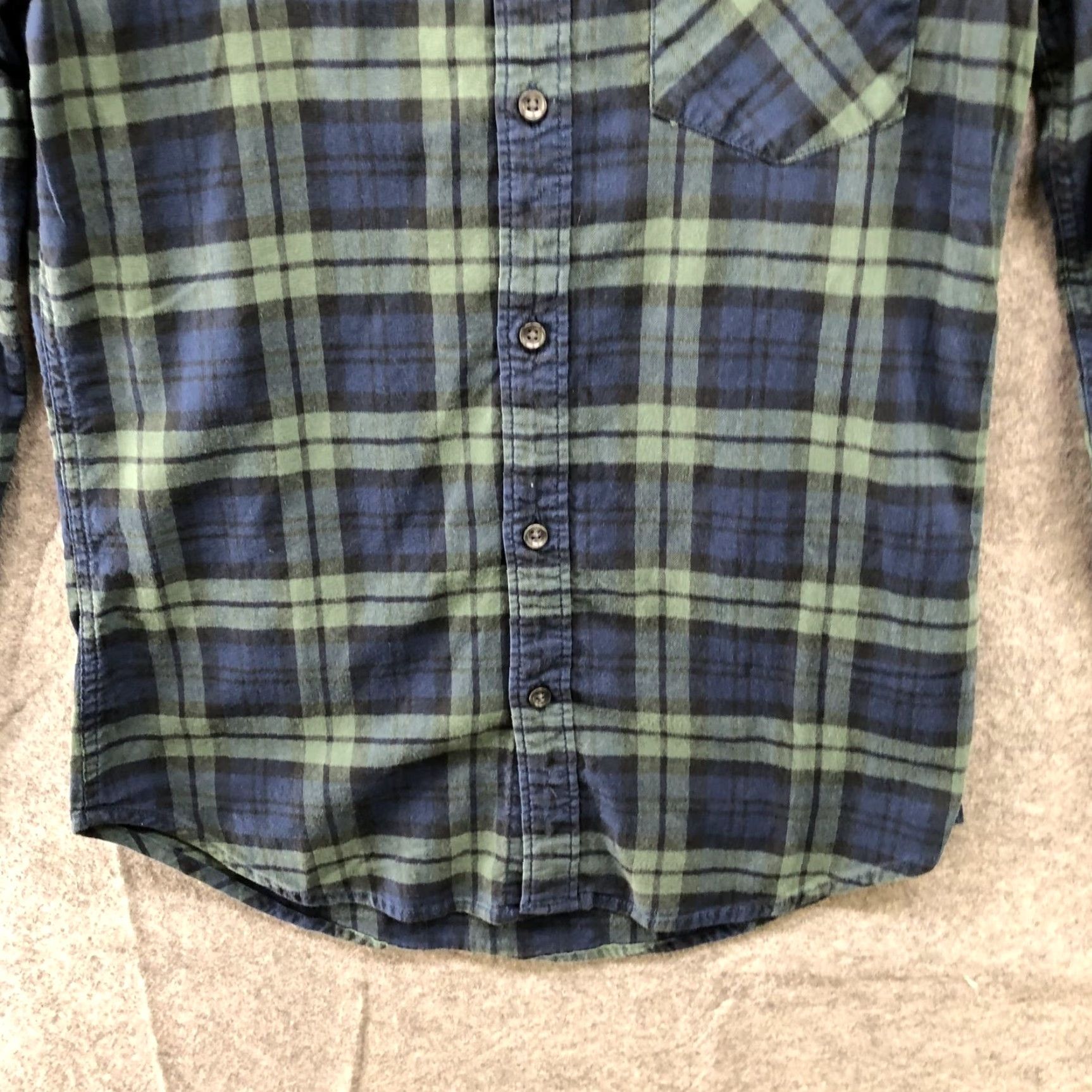 Topman Topman Muscle Fit Flannel Shirt Mens S Blackwatch Plaid Lightweight Long Sleeve Shirt Size US S / EU 44-46 / 1 - 4 Thumbnail