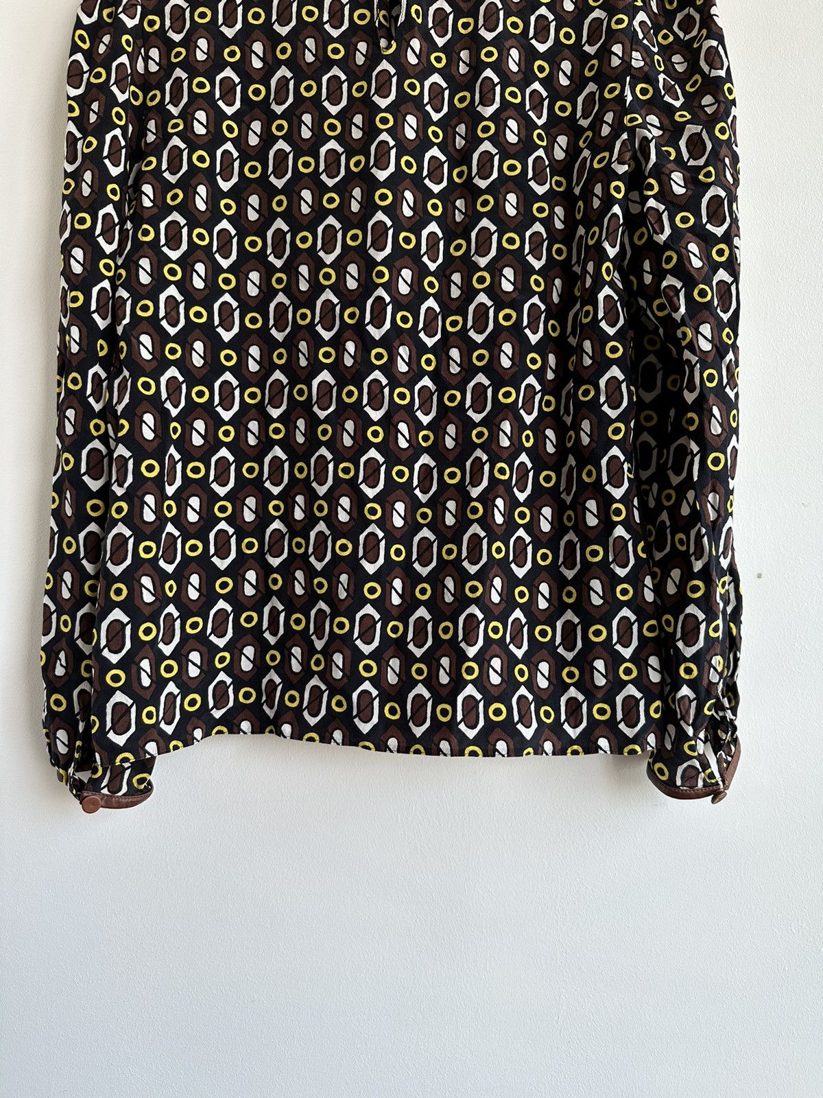 Prada Prada Silk Geometric Pattern Long Sleeve Blouse with Belt 40 Size S / US 4 / IT 40 - 9 Thumbnail