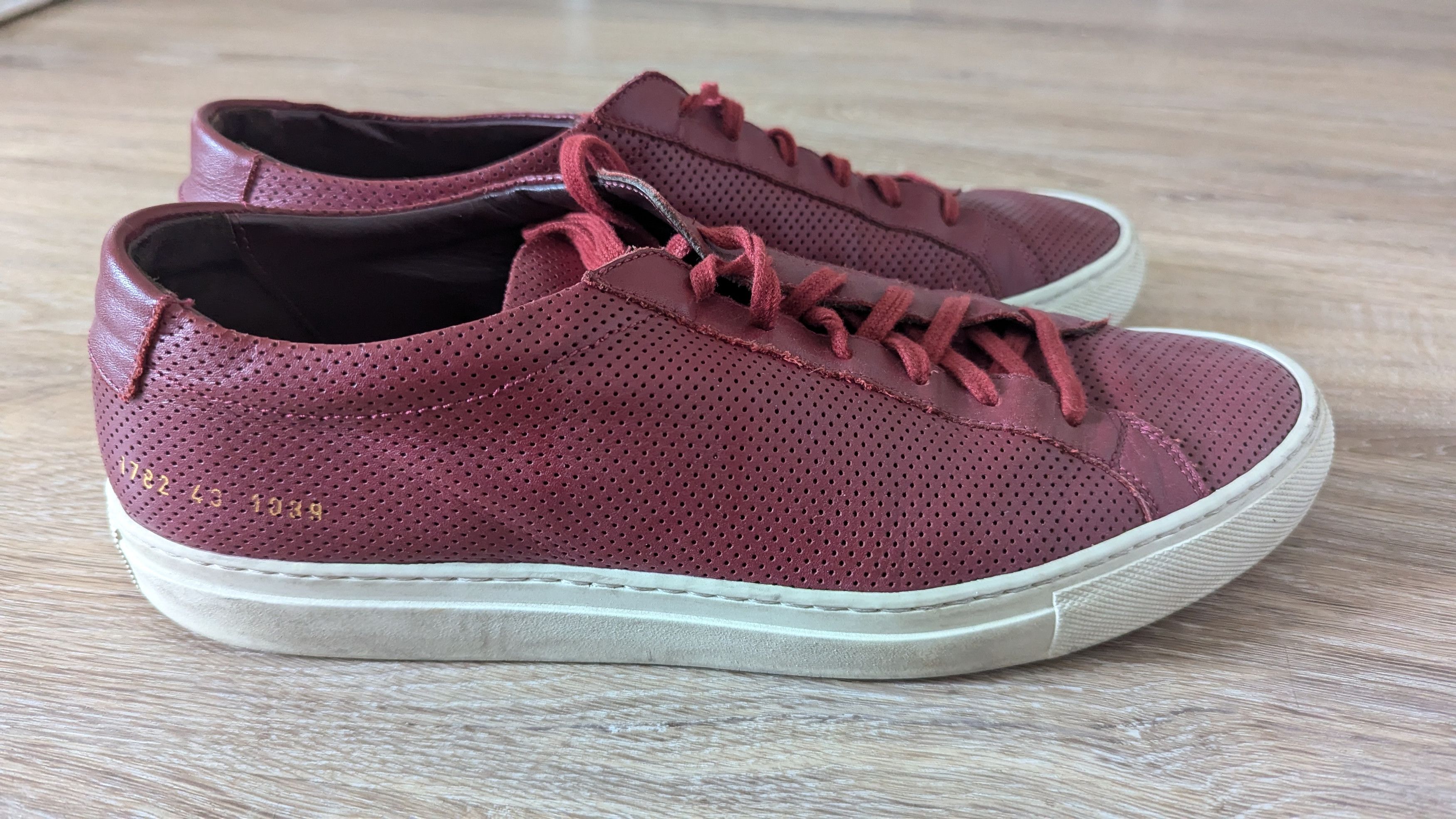 Common Projects Red Achilles Low Perforated leather in 43 Grailed