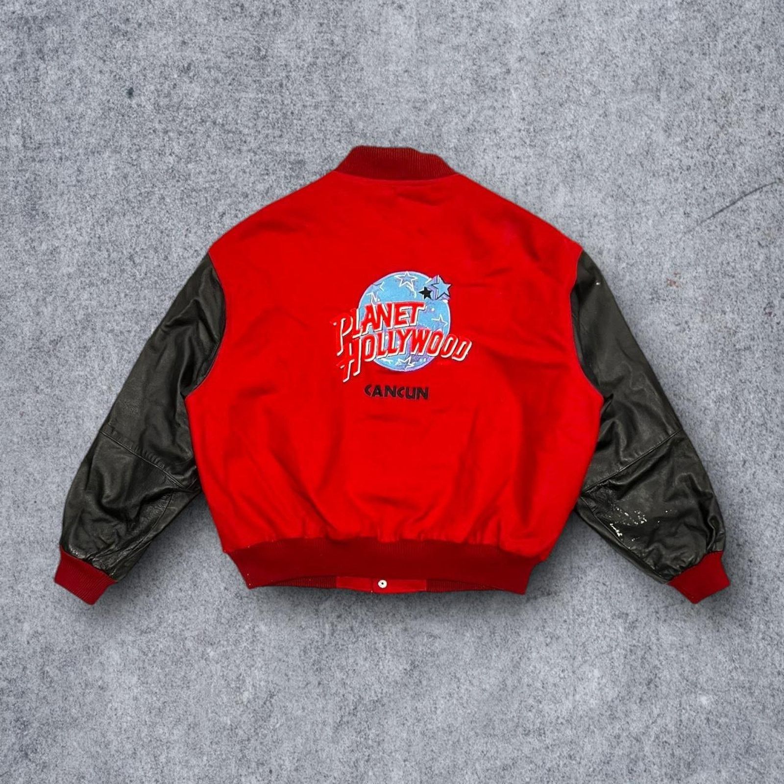ジャケット・アウター 90s PLANET hollywood varsity jacket Vintage Planet Hollywood Sydney Bomber Varsity Jacket