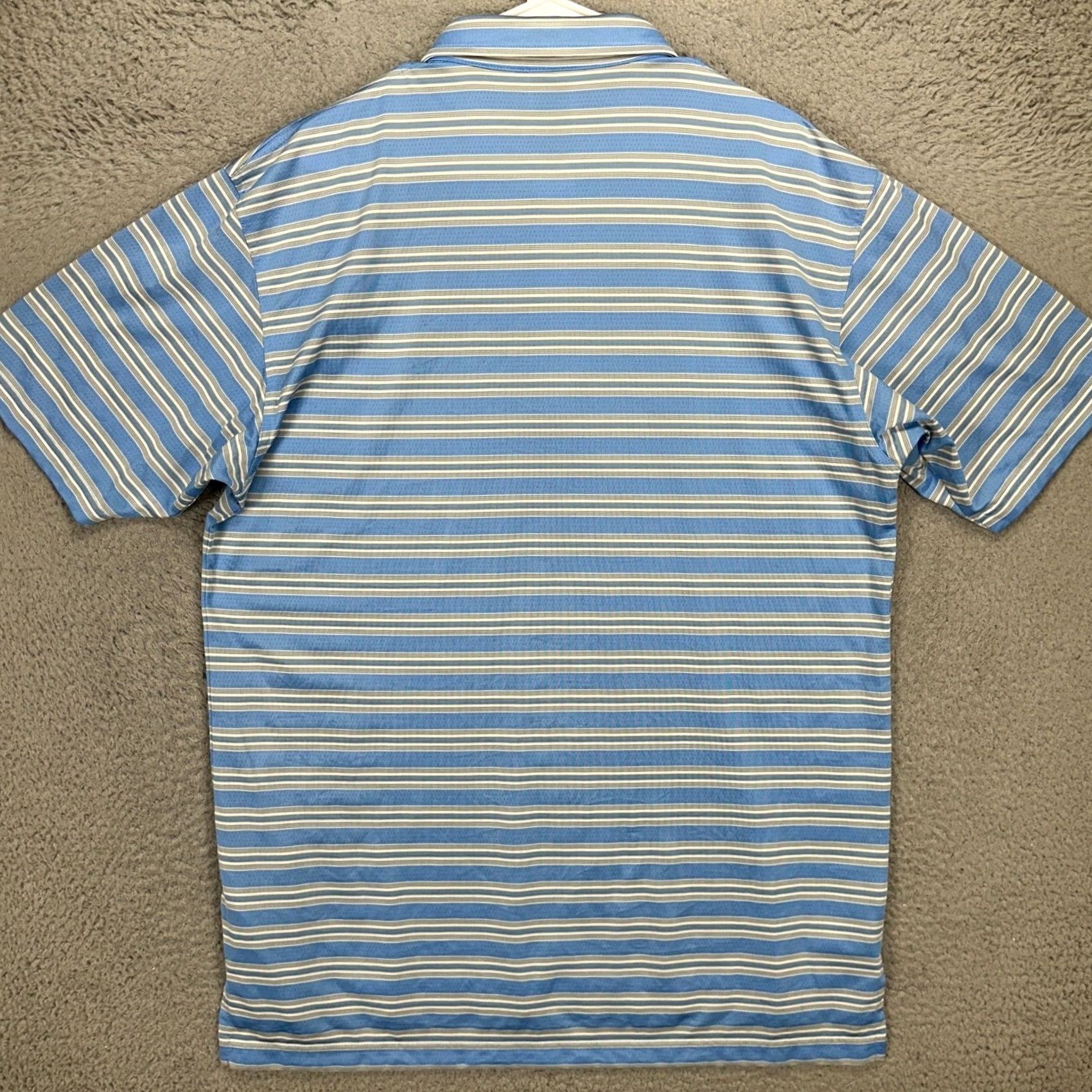 Vintage Dunning Golf Mens Polo Shirt XL Light Blue Gray Stripe Short Sleeve Rugby Logo Size US XL / EU 56 / 4 - 3 Thumbnail
