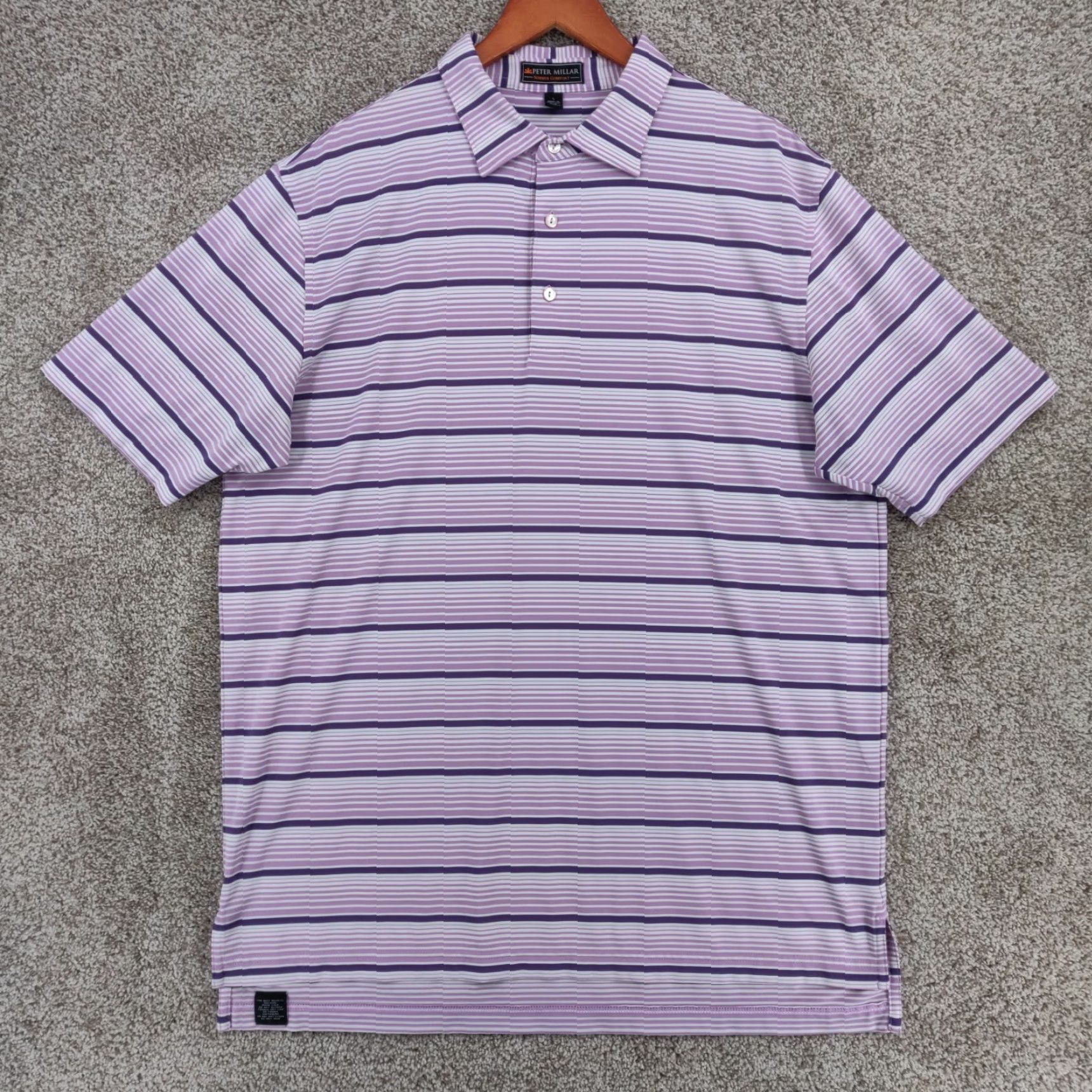 Peter Millar Peter Millar Summer Comfort Polo Shirt Mens Large Purple Striped Golf Shirt Size US L / EU 52-54 / 3 - 2 Thumbnail