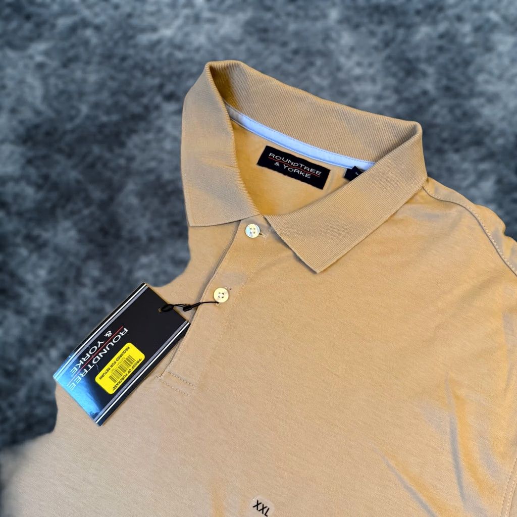 Roundtree & Yorke Roundtree & Yorke Supima Cotton Polo Shirt Mens XXL Tan Long Sleeve Ribbed NWT Size US XXL / EU 58 / 5 - 1 Thumbnail