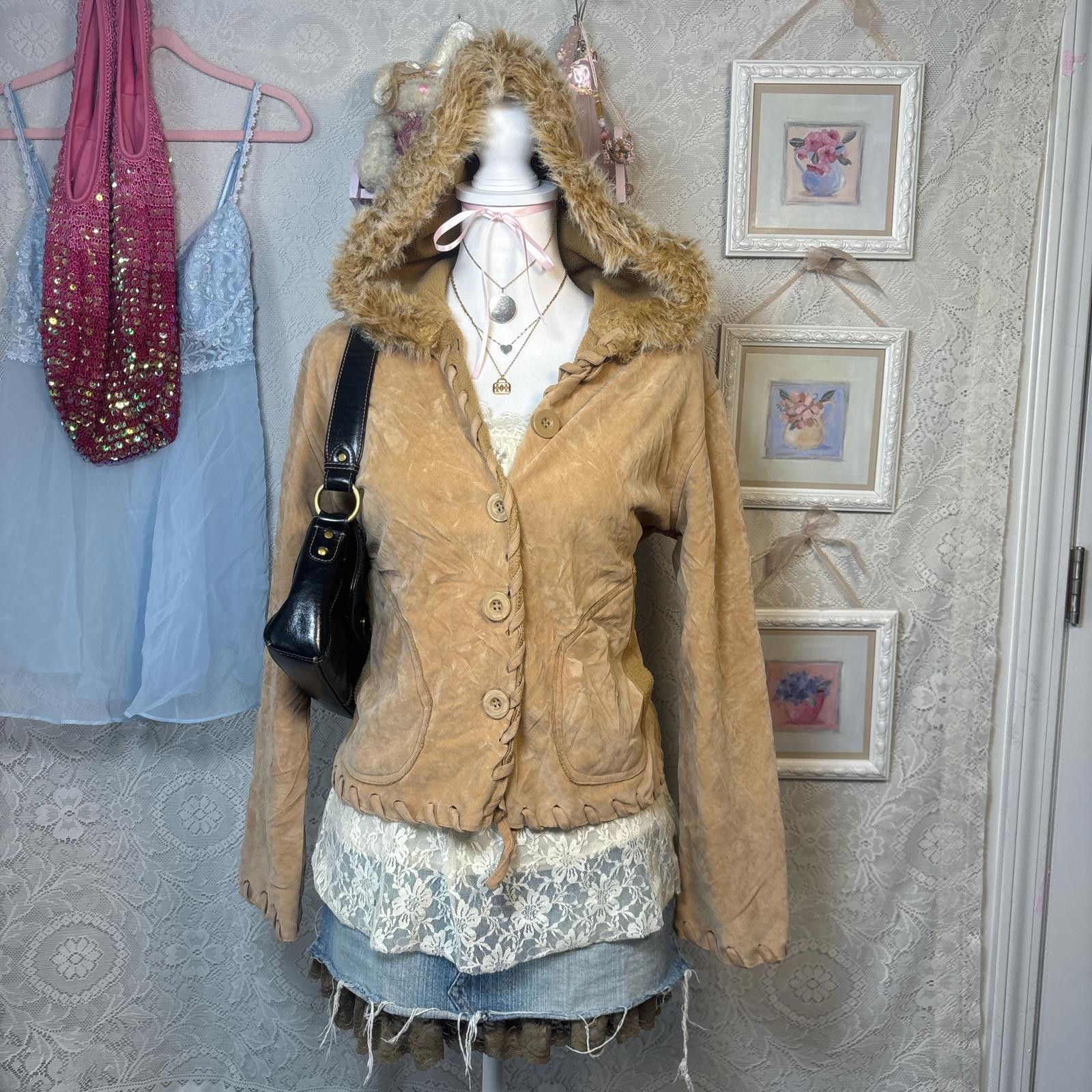 Other vintage soft faux fur button up jacket Size L / US 10 / IT 46 - 1 Thumbnail