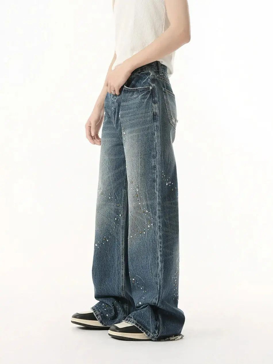 Japanese Brand Retro loose fringed wide leg jeans Size US 32 / EU 48 - 3 Thumbnail