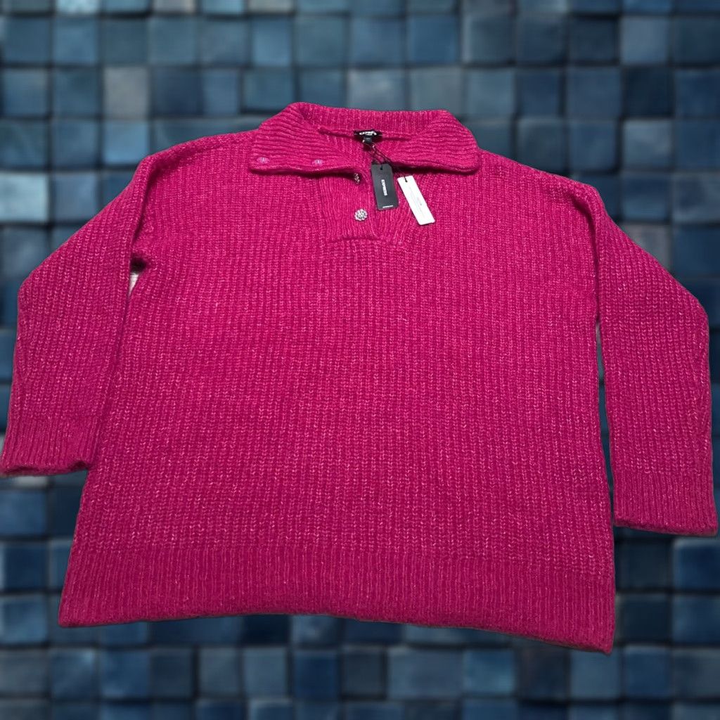 Express **Womens Pink Large Fuzzy Knit Embellished Express Sweater** User: **Womens Large Pink Fuzzy Knit Embellished Express Sweater** Size L / US 10 / IT 46 - 1 Thumbnail