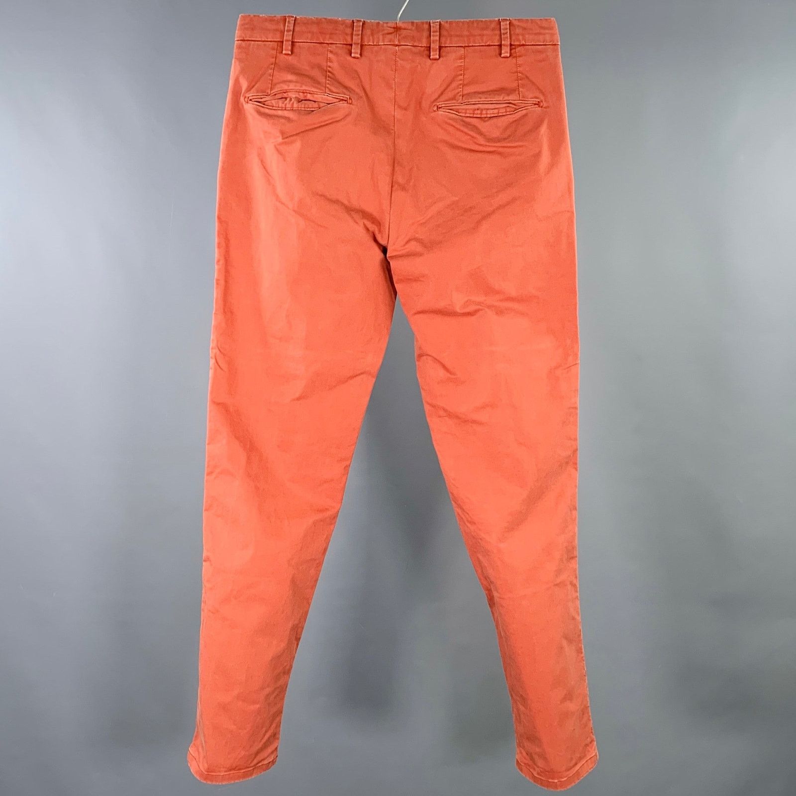 Boglioli Size 30 Orange Rust Cotton Blend Flat Front Casual Pants Size US 30 / EU 46 - 2 Thumbnail